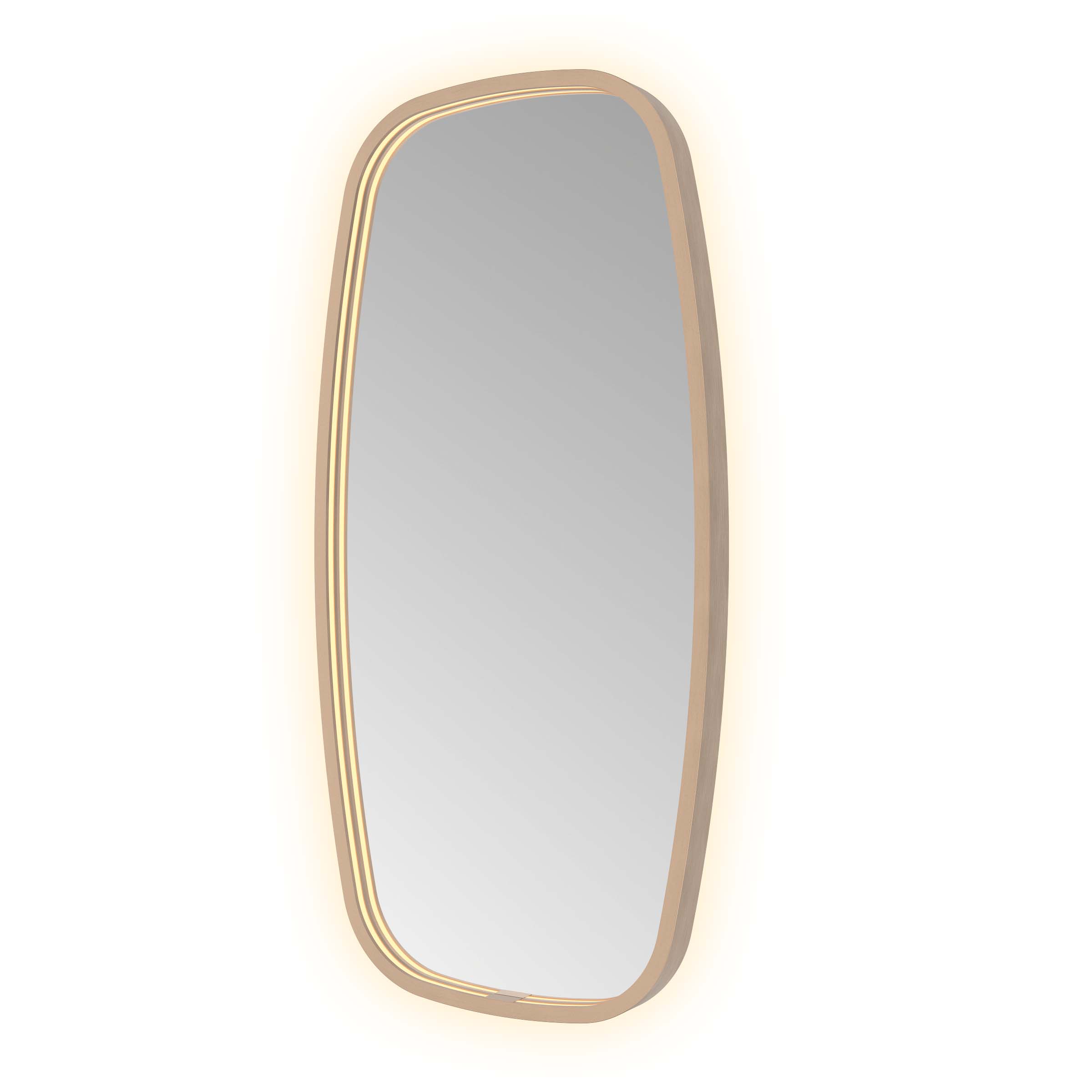 Spiegel Hotbath &MORE 80x40 cm LED-Verlichting Spiegelverwarming Deens Ovaal Geborsteld Koper PVD