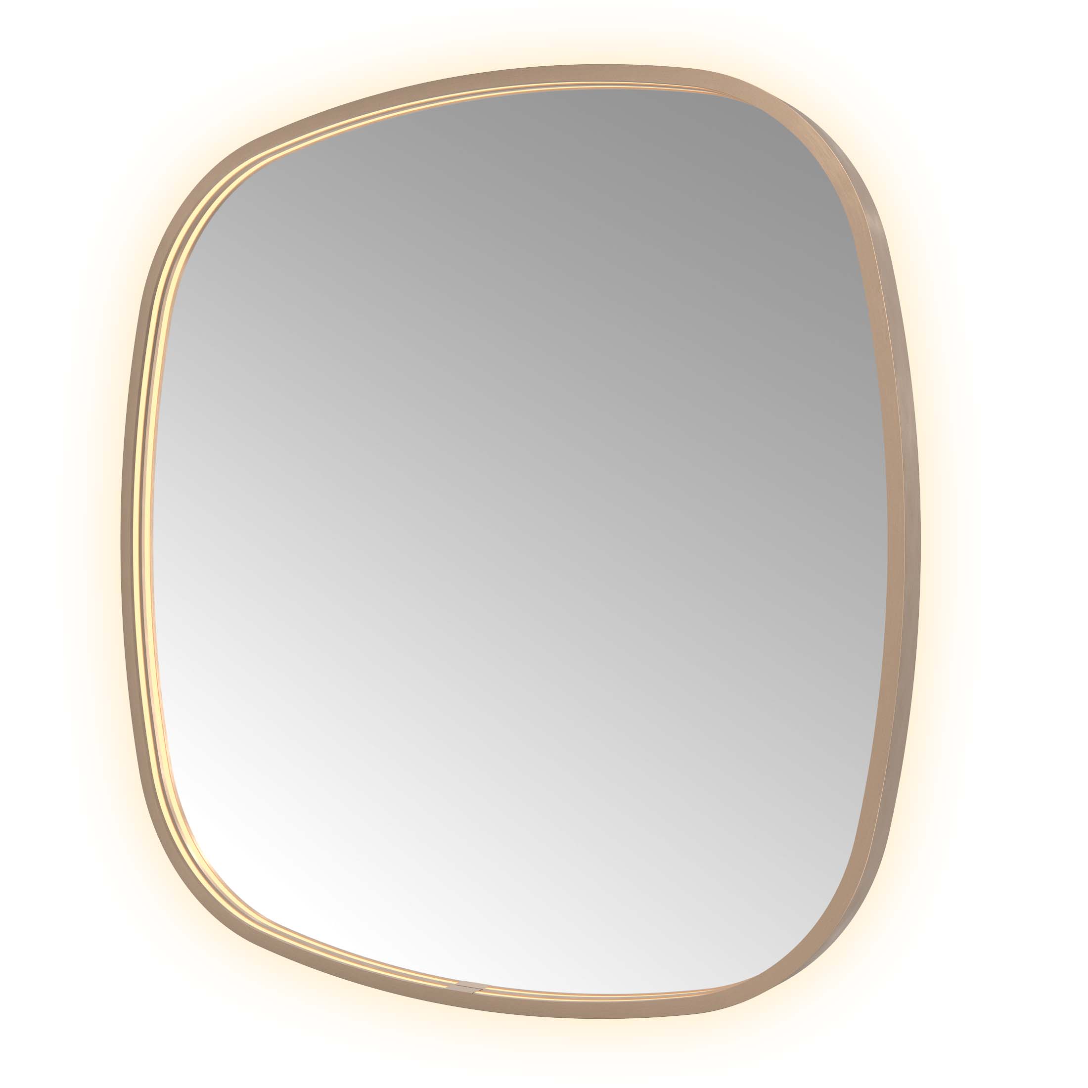 Spiegel Hotbath &MORE 80x80 cm LED-Verlichting Spiegelverwarming Deens Ovaal Geborsteld Koper PVD