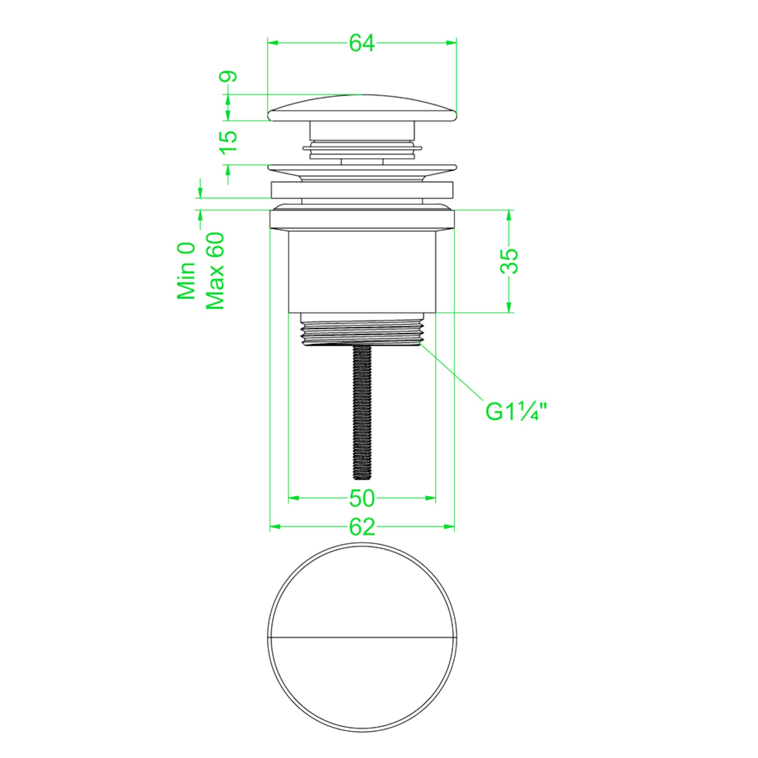 Design Afvoerplug IVY Stop&Go Geborsteld Mat Koper PVD