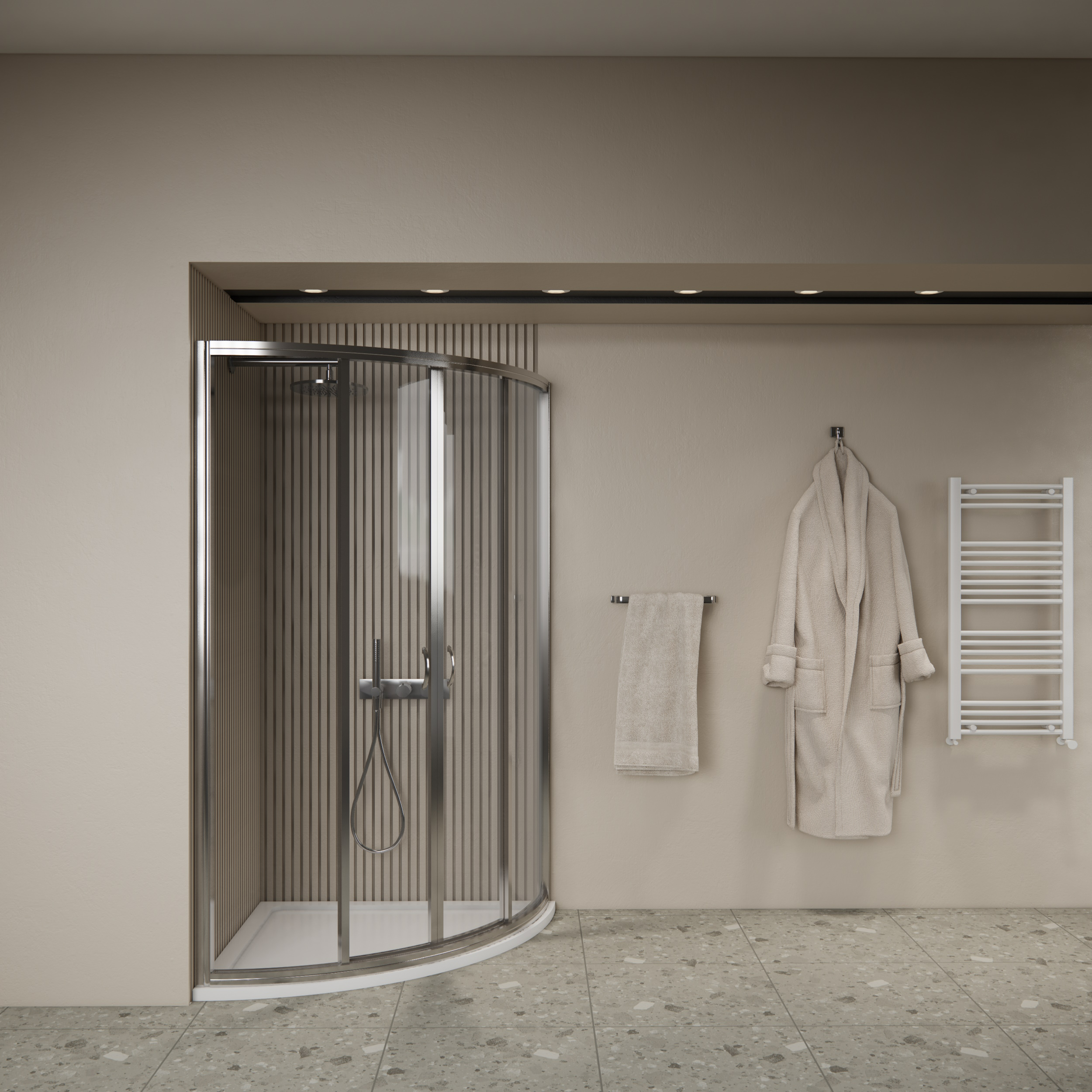 Douchecabine BWS Ola 90x90x190 cm Kwartrond Schuif Chroom