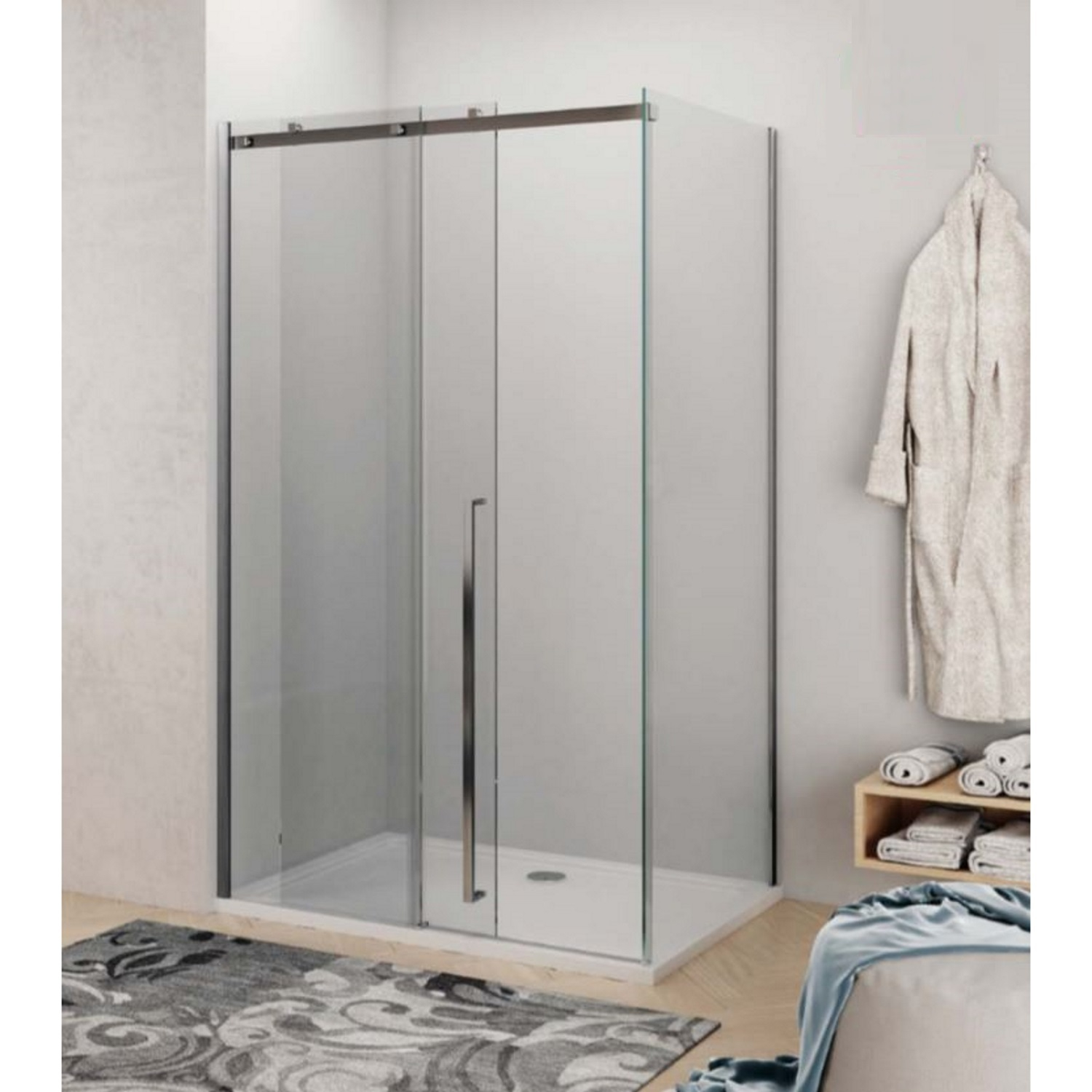 Douchecabine Lacus La Maddalena 160 cm Schuifdeur met Zijwand RVS Profiel