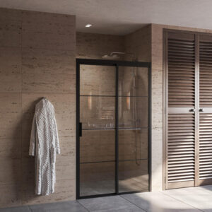 Douchedeur BWS Black Edition Frame Softclose Rechts 100x200 cm Helder Glas Zwart