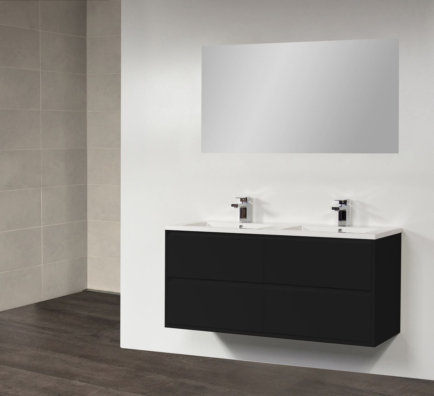 Badkamermeubel New Future 120 cm (4 lades, 2 uitsparingen) Zwart