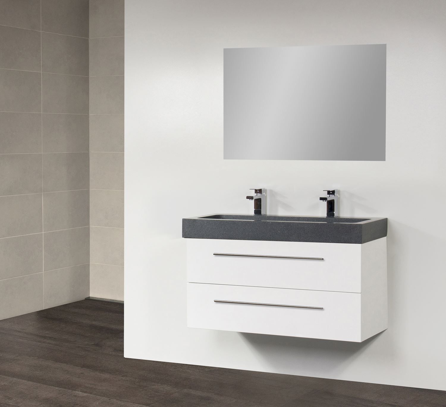Badkamermeubel Exclusive Black Stone 100 cm Wit