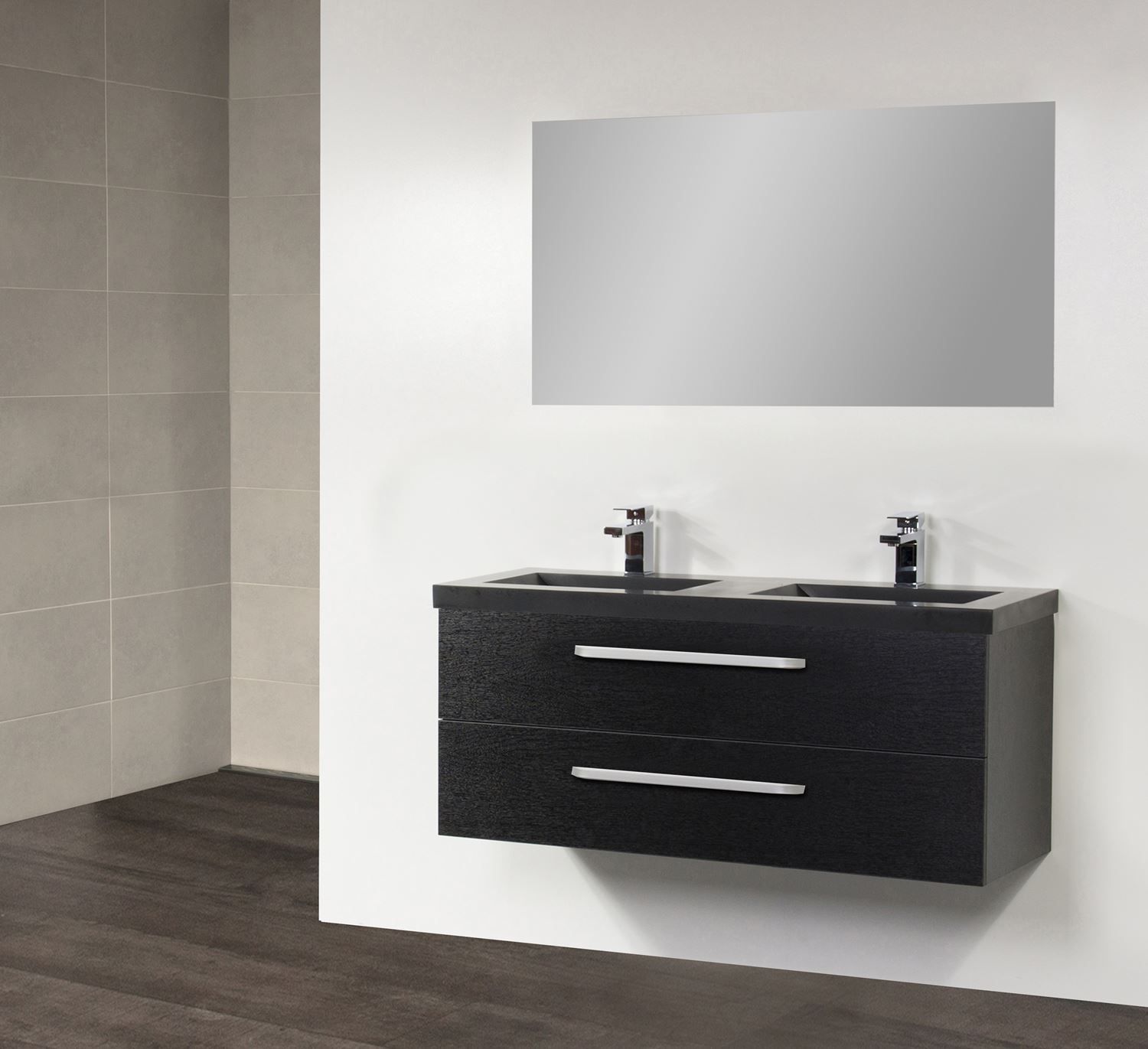 Badkamermeubel Exclusive CoreStone 120 cm (2 lades, 2 uitsparing) Black Wood