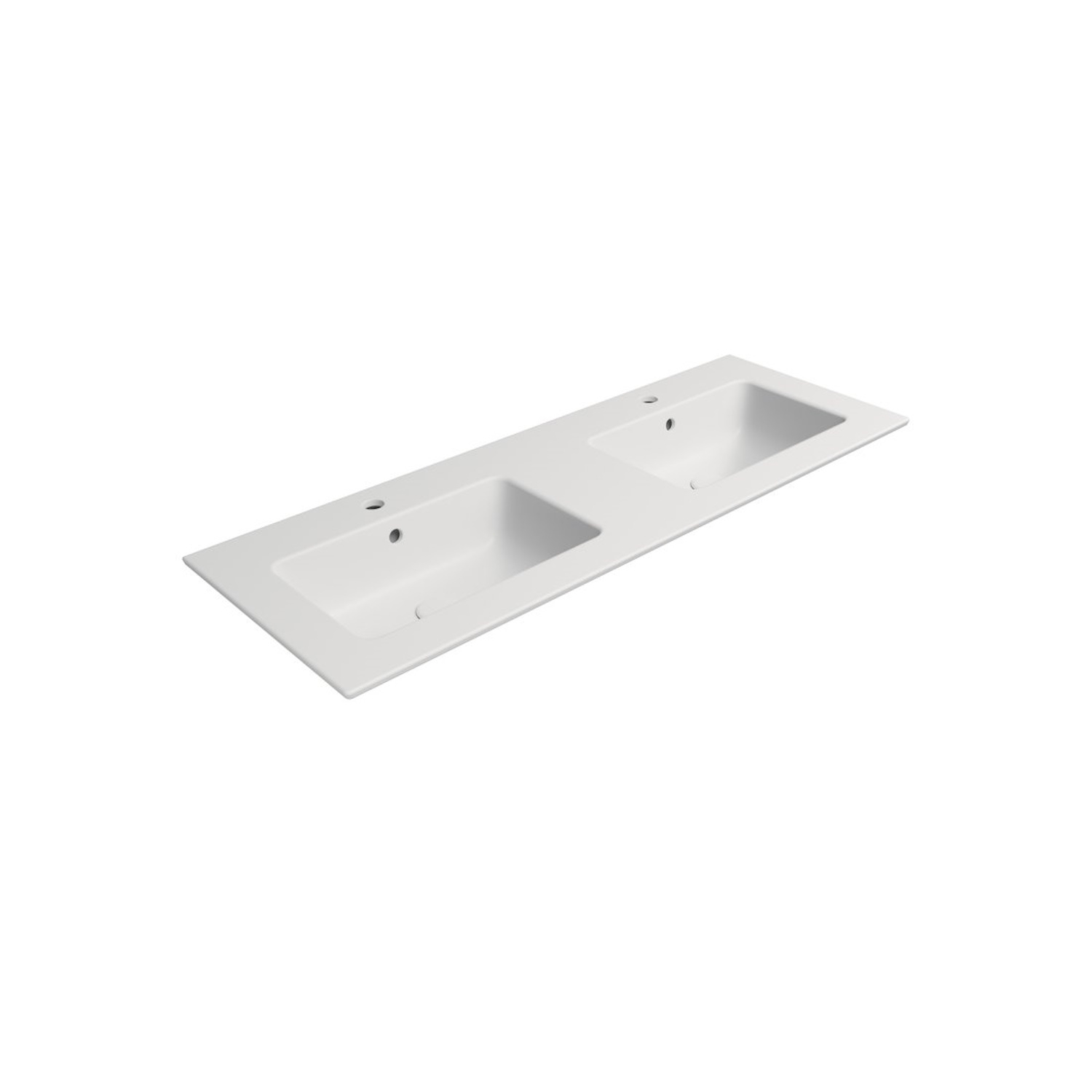 Dubbele Wastafel Keramiek Sapho Pura 122x46 cm Mat Wit