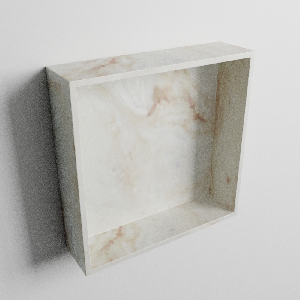 MONDIAZ EASY Nis 29,5x29,5cm in solid surface kleur Frappe. 1 vak geschikt voor in- of opbouw