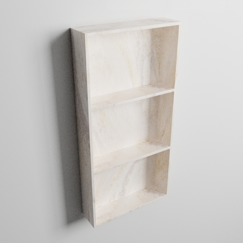 MONDIAZ EASY Nis 149,5x29,5cm in solid surface kleur Ostra. 2 vakken geschikt voor in- of opbouw