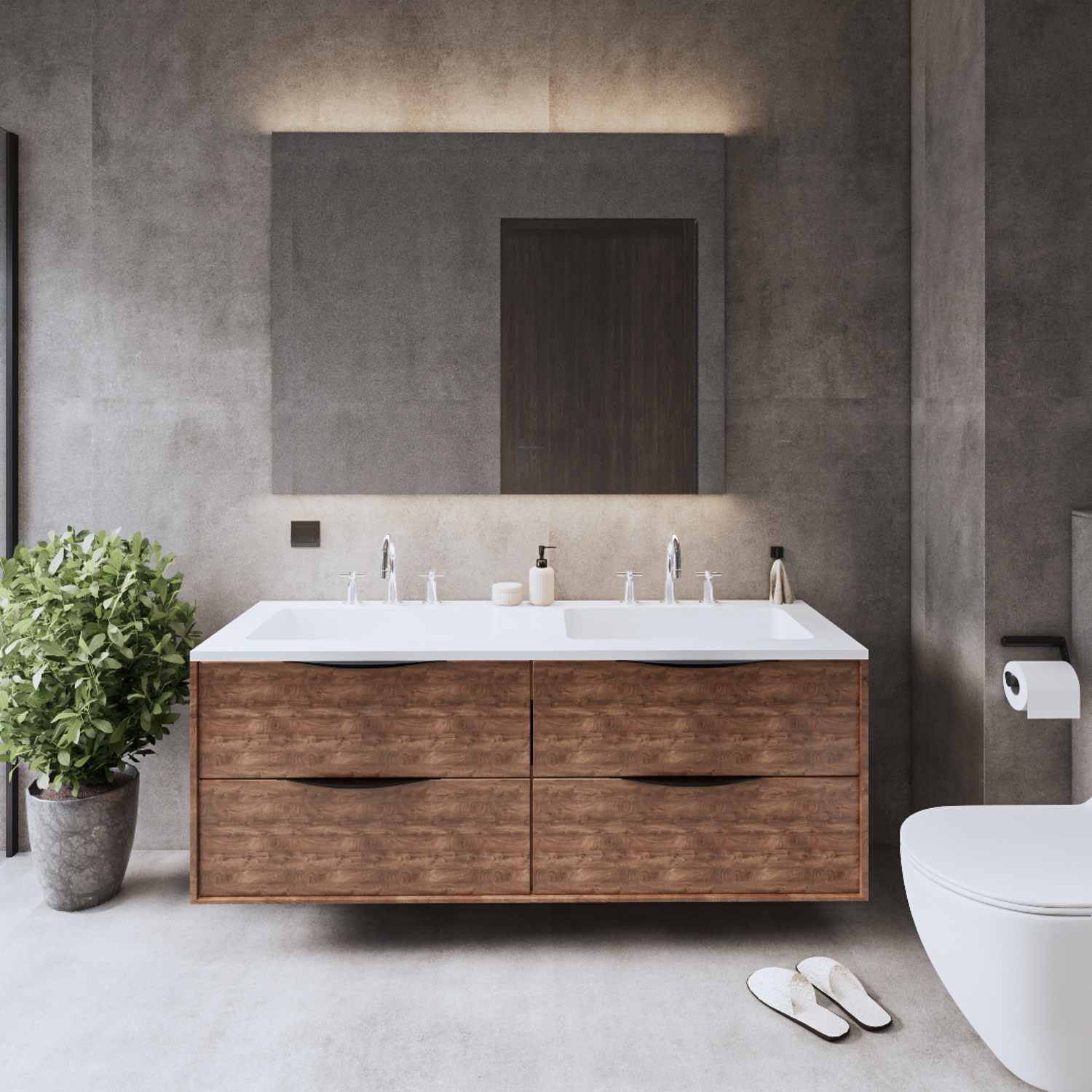 Onderkast Gliss Design Eleganz Hera Zwart 140cm 4 Lades Oak Cognac
