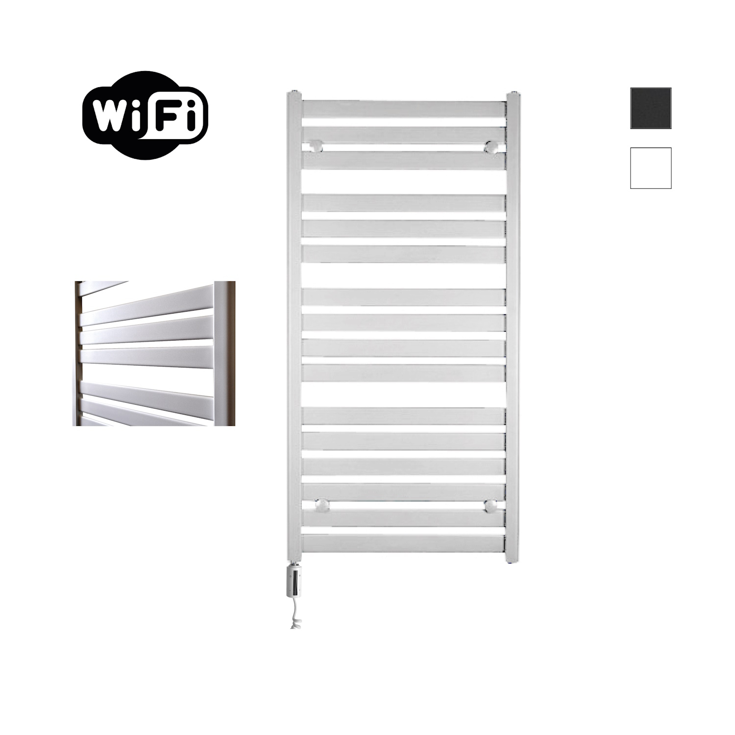 Elektrische Radiator Sanicare HWV - Moda Met Wifi 120x60 cm Mat Wit 876W Met Thermostaat Wit Linksonder