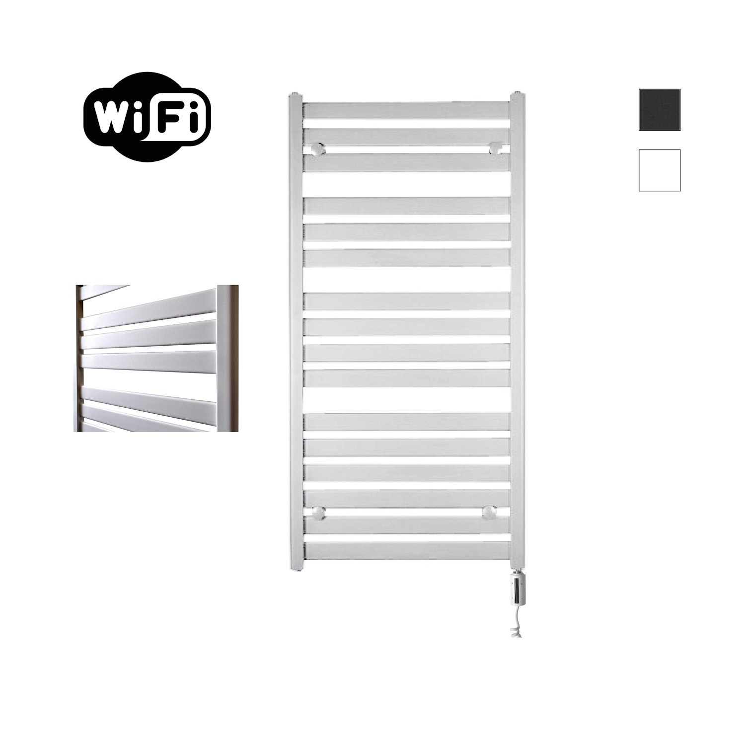 Elektrische Radiator Sanicare HWV - Moda Met Wifi 120x60 cm Mat Wit 876W Met Thermostaat Wit Rechtsonder