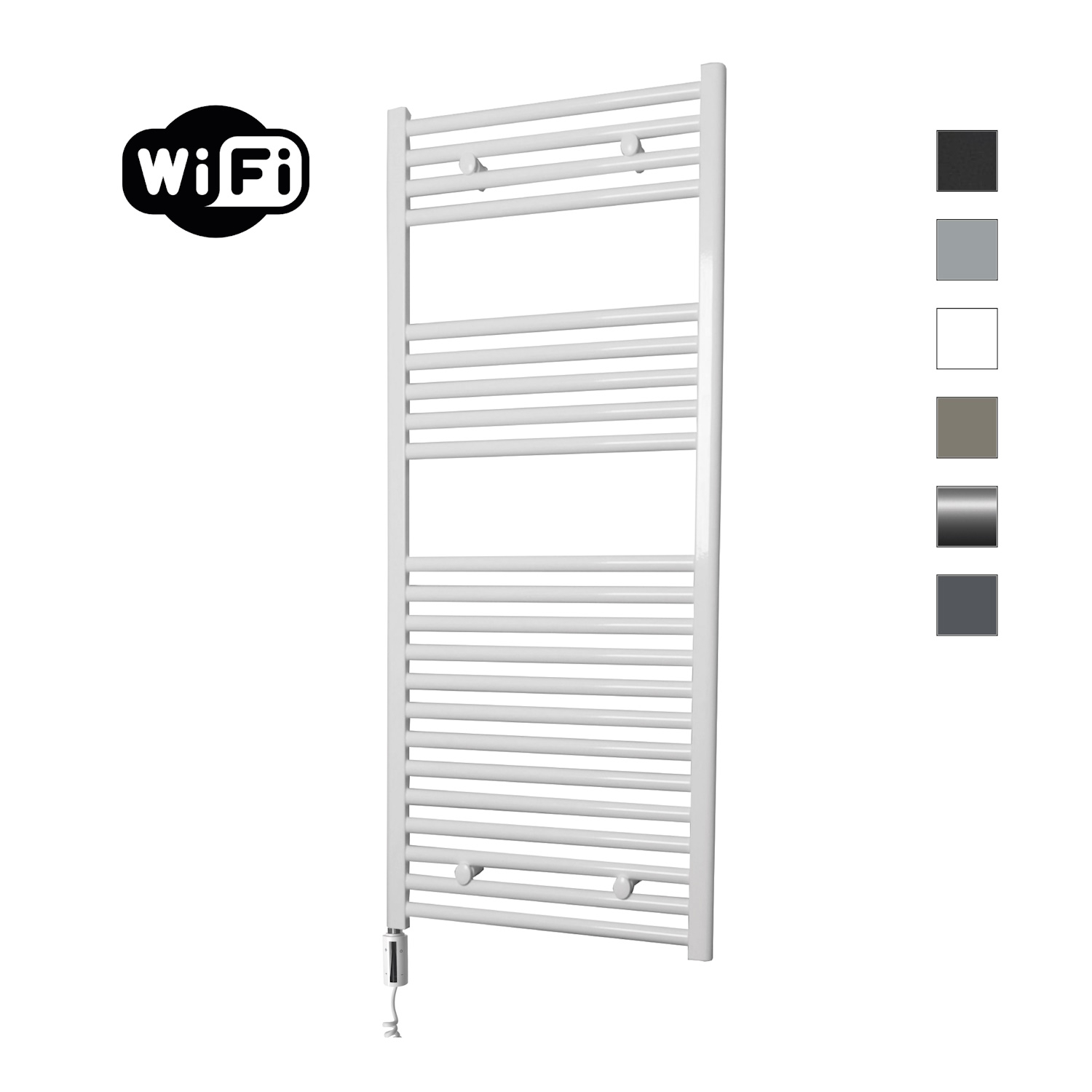 Elektrische Radiator Sanicare HWV Met Wifi 111,8x45 cm Wit 596W Met Thermostaat Wit Linksonder