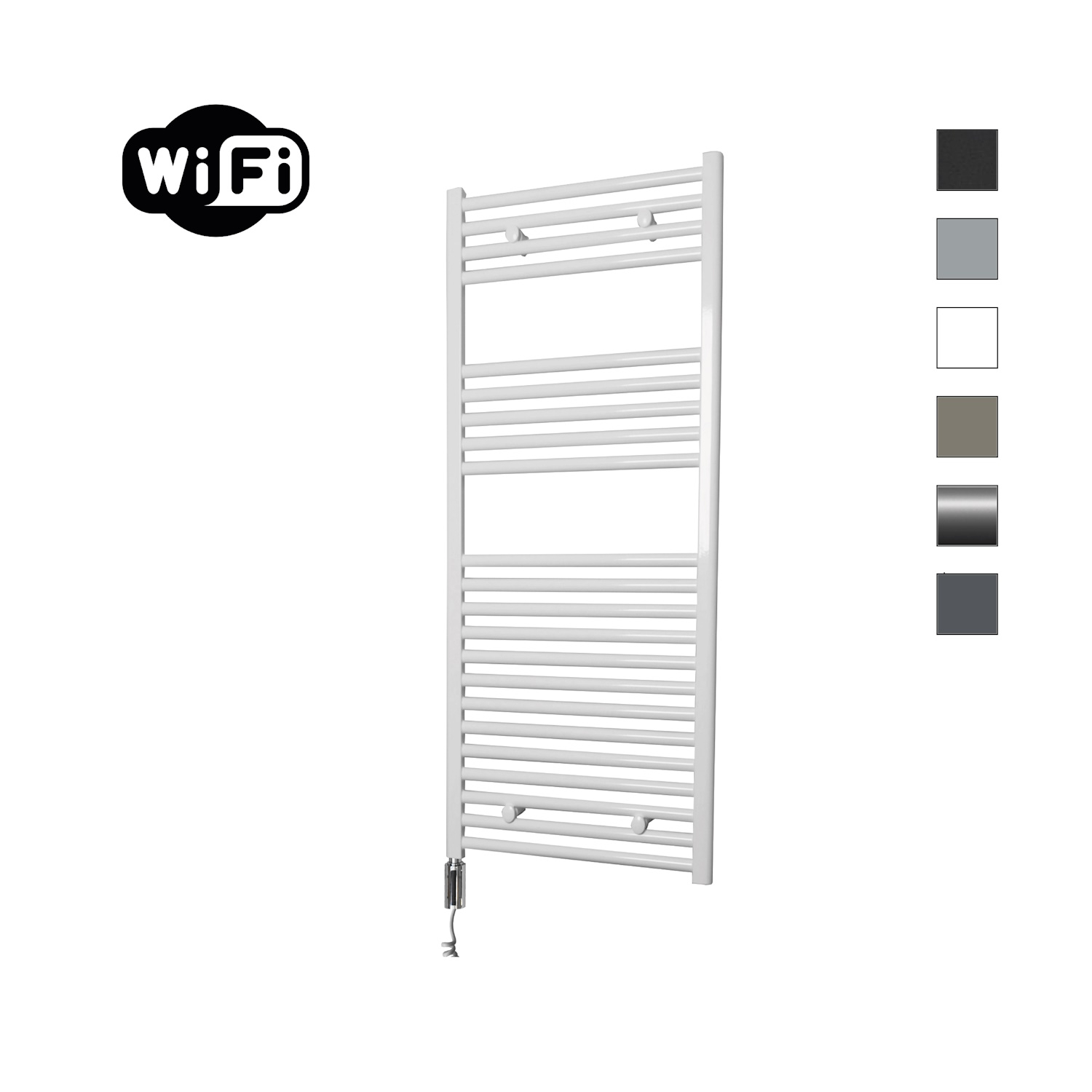 Elektrische Radiator Sanicare HWV Met Wifi 111,8x60 cm Wit 730W Met Thermostaat Chroom Linksonder