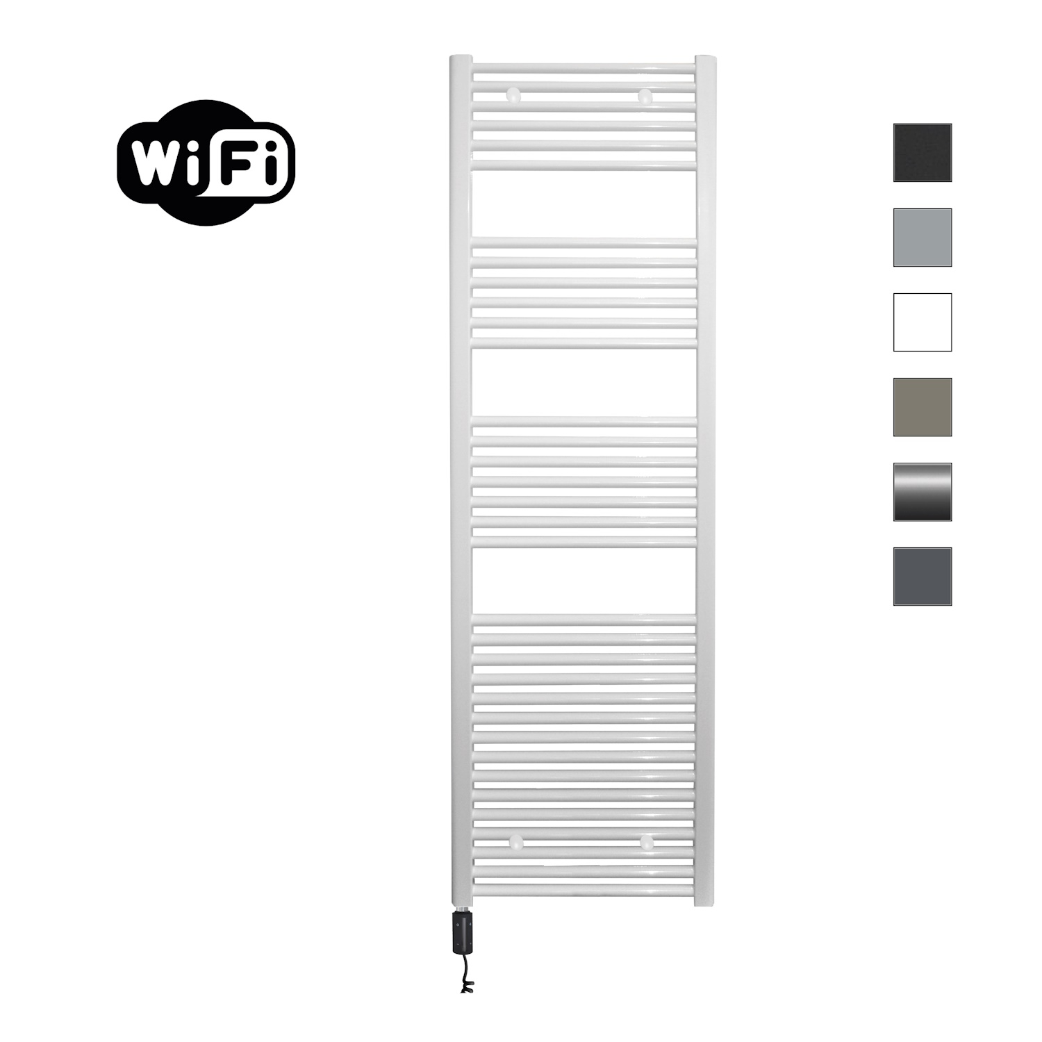 Elektrische Radiator Sanicare HWV Met Wifi 172x60 cm Wit 1127W Met Thermostaat Zwart Linksonder