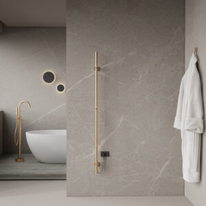 Elektrische Staafhanddoekradiator BWS Roku 60 Watt 150 cm Geborsteld Goud