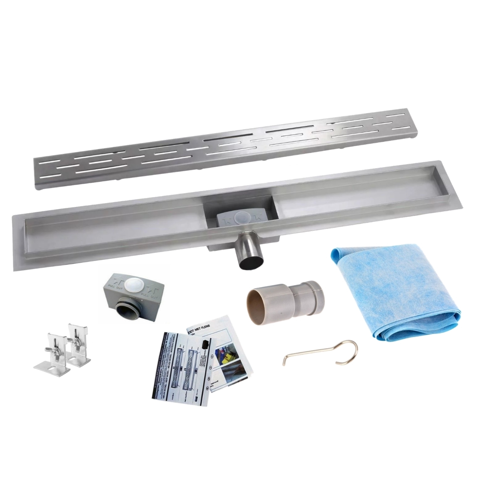 Wiesbaden RVS 3e GEN.douchegoot Inclusief Flens Sifon En Filter 60x7cm RVS