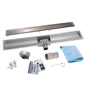 Wiesbaden RVS Douchegoot | Tegelrooster | Flens met uitneembaar sifon | 50x7cm 6,7cm diep