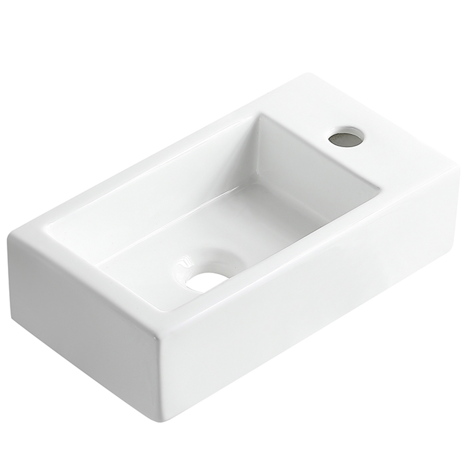 Fontein BWS Blong 40x22 Kraangat Rechts Glanzend Wit