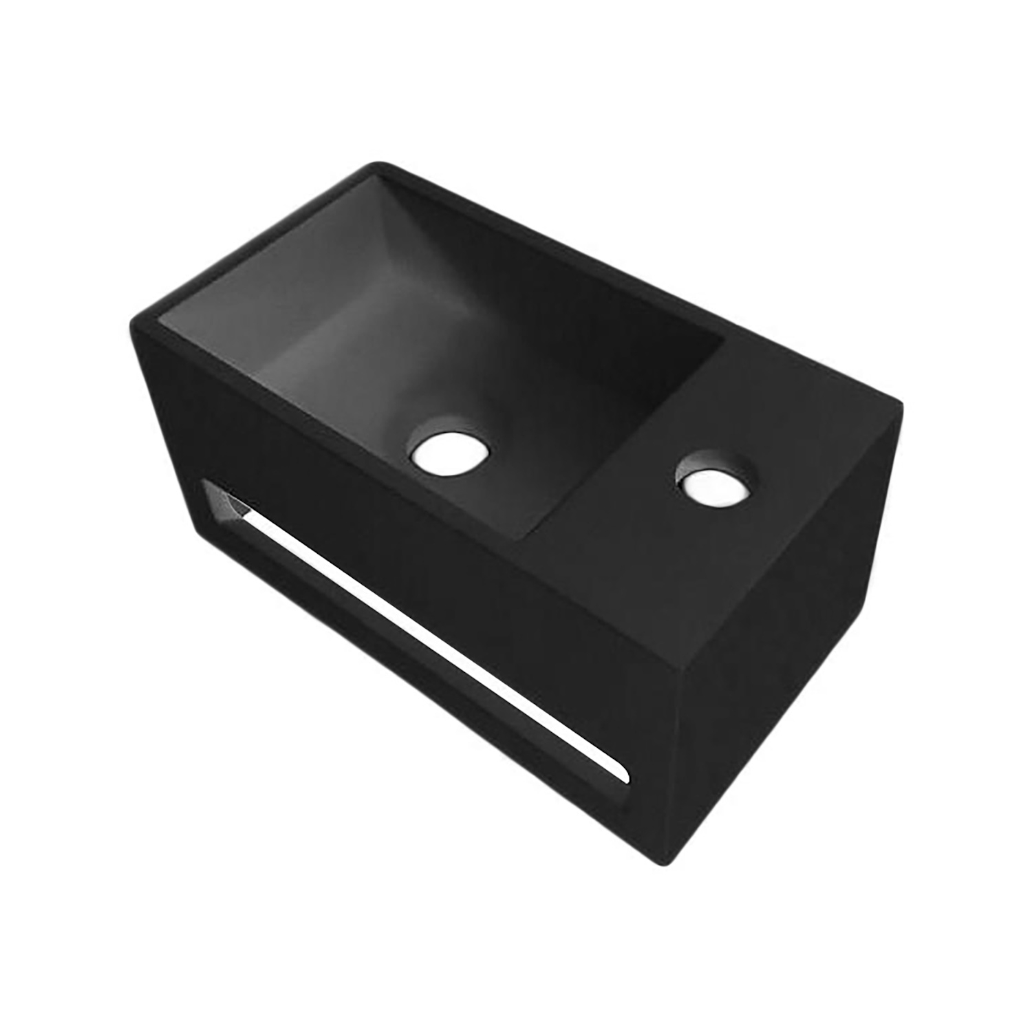 Fontein BWS Veroni met Handdoekhouder Solid Surface Mat Zwart (kraangat rechts)