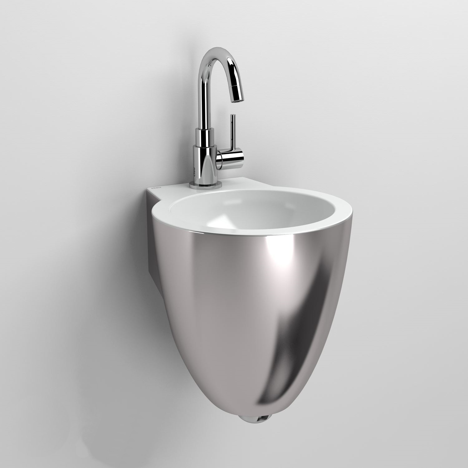 Fontein Clou Flush 6 met Plug en Bekersifon 27x31.5x28 cm Glans Wit Mineraal Marmer (Voorbewerkt kraangat)