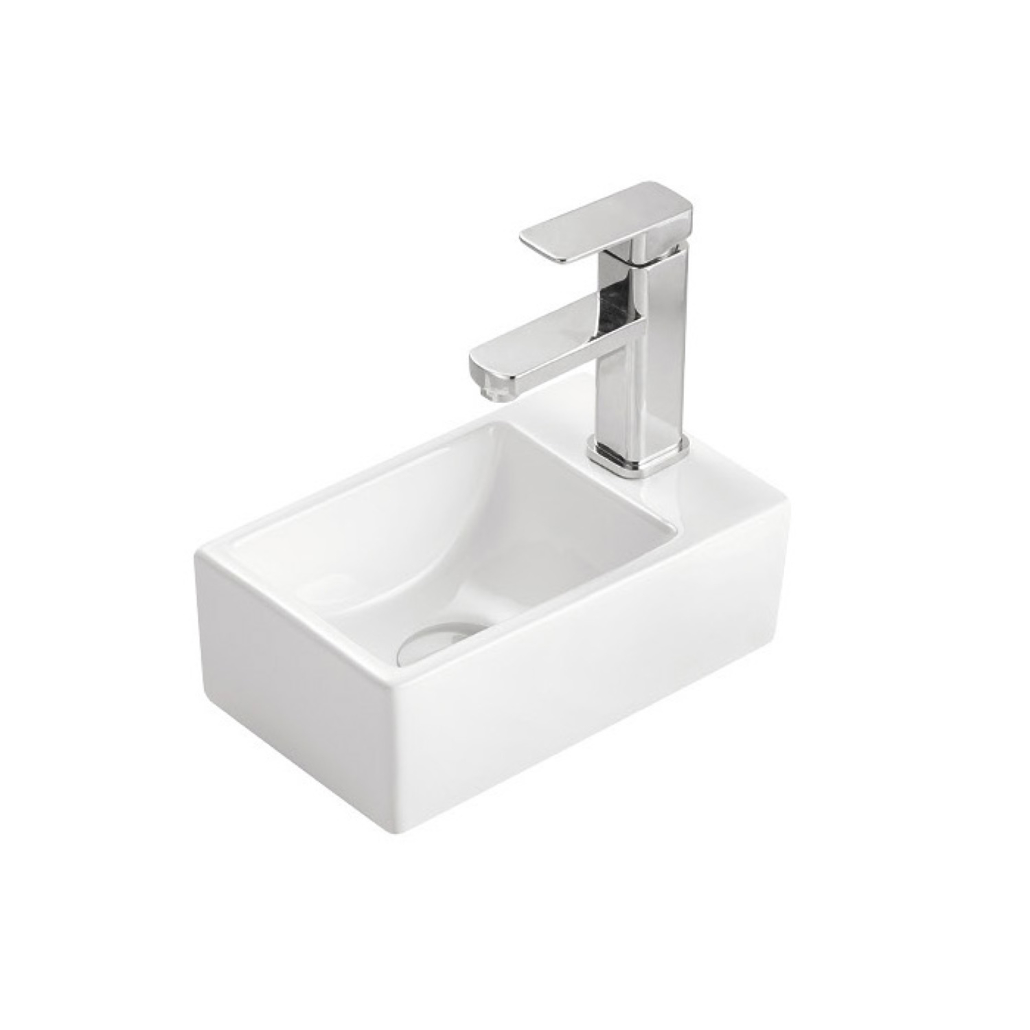 Fontein BWS Wanda 30,5x19x10,5 cm Keramiek Hoogglans Wit (kraangat rechts)