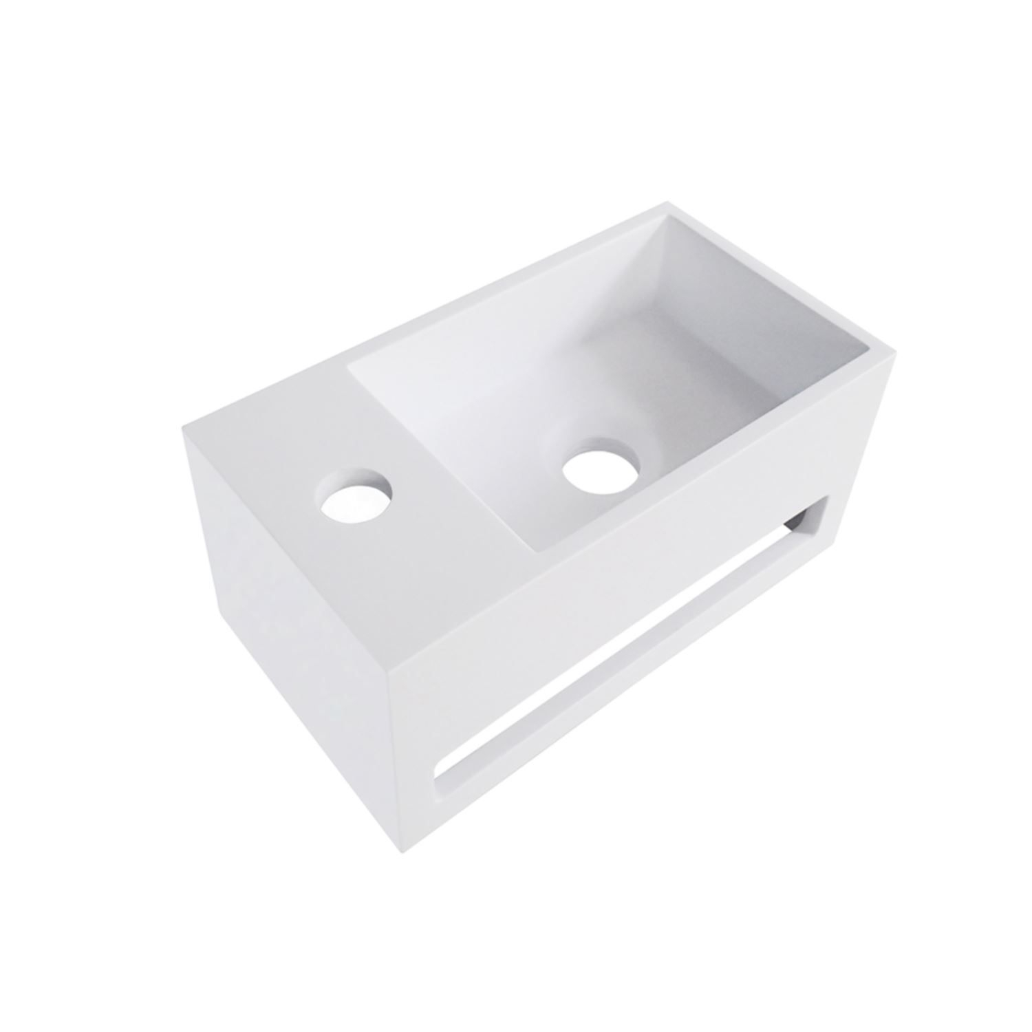 Fontein met Handdoekhouder Wiesbaden Solid Surface (kraangat rechts) 35.6x20.3x15.9 cm Mat Wit
