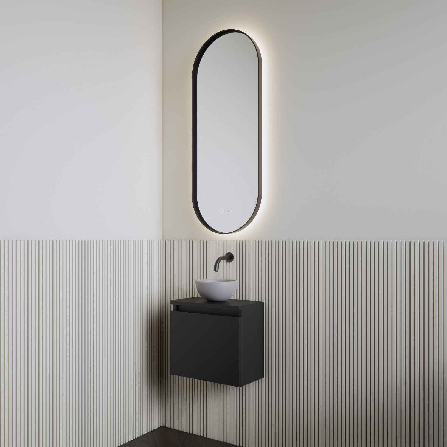 Fonteinset | BWS Leto | Mat Zwart | Waskom Mat Grijs