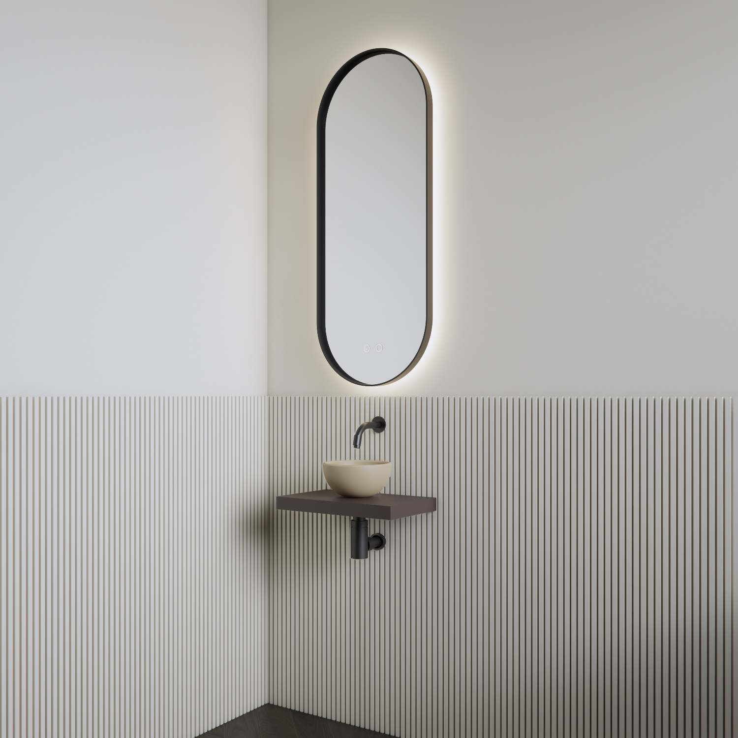 Fonteinset | BWS Leto | Planchet Mokka Bruin | Waskom Cappuccino