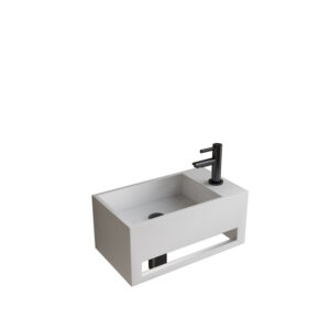 Fonteinset BWS Solid Surface Met Handdoekhouder Rechts Wit Gunmetal