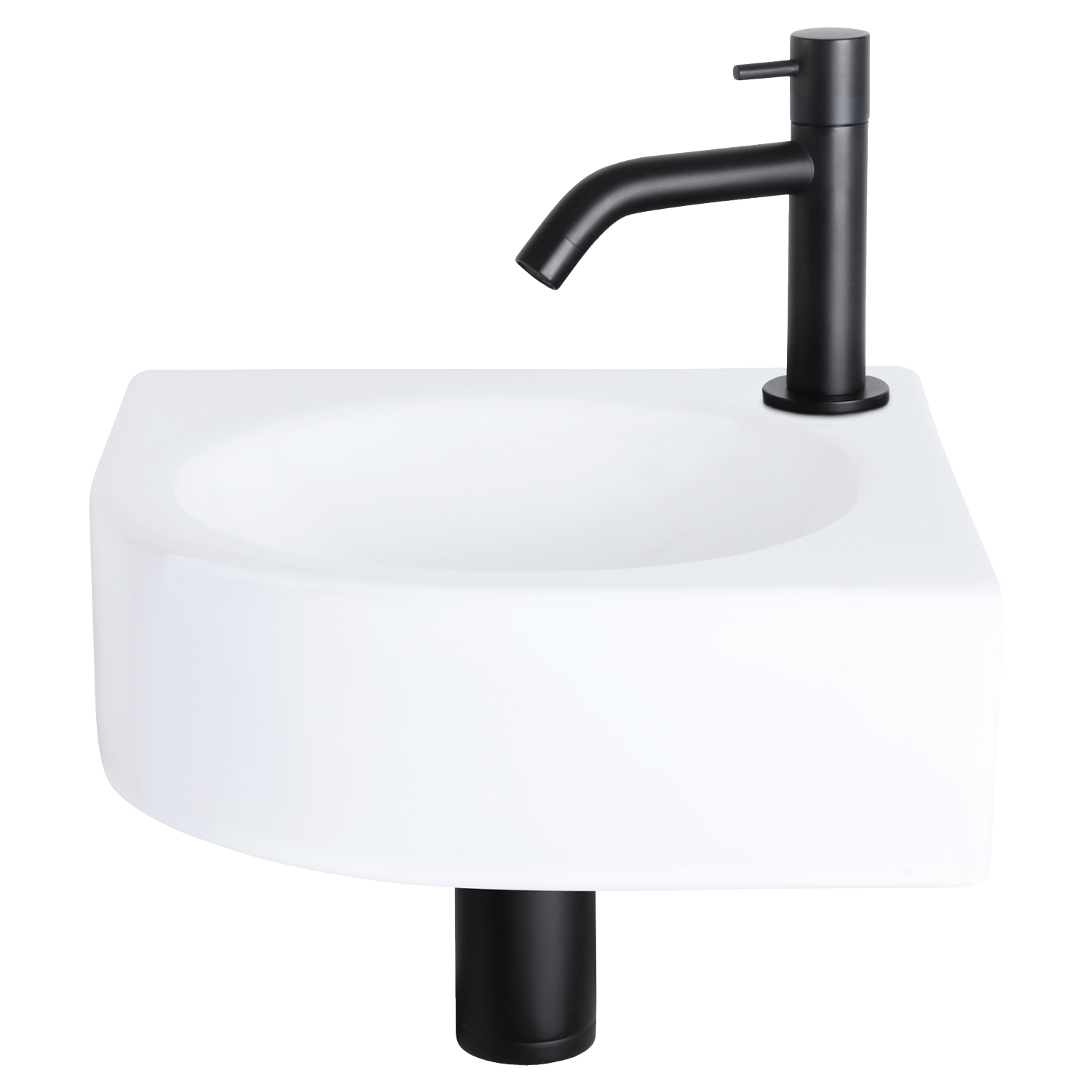 Fonteinset Differnz Cleo 30x30x10 cm Keramiek Wit Met Kraan Gebogen Mat Zwart