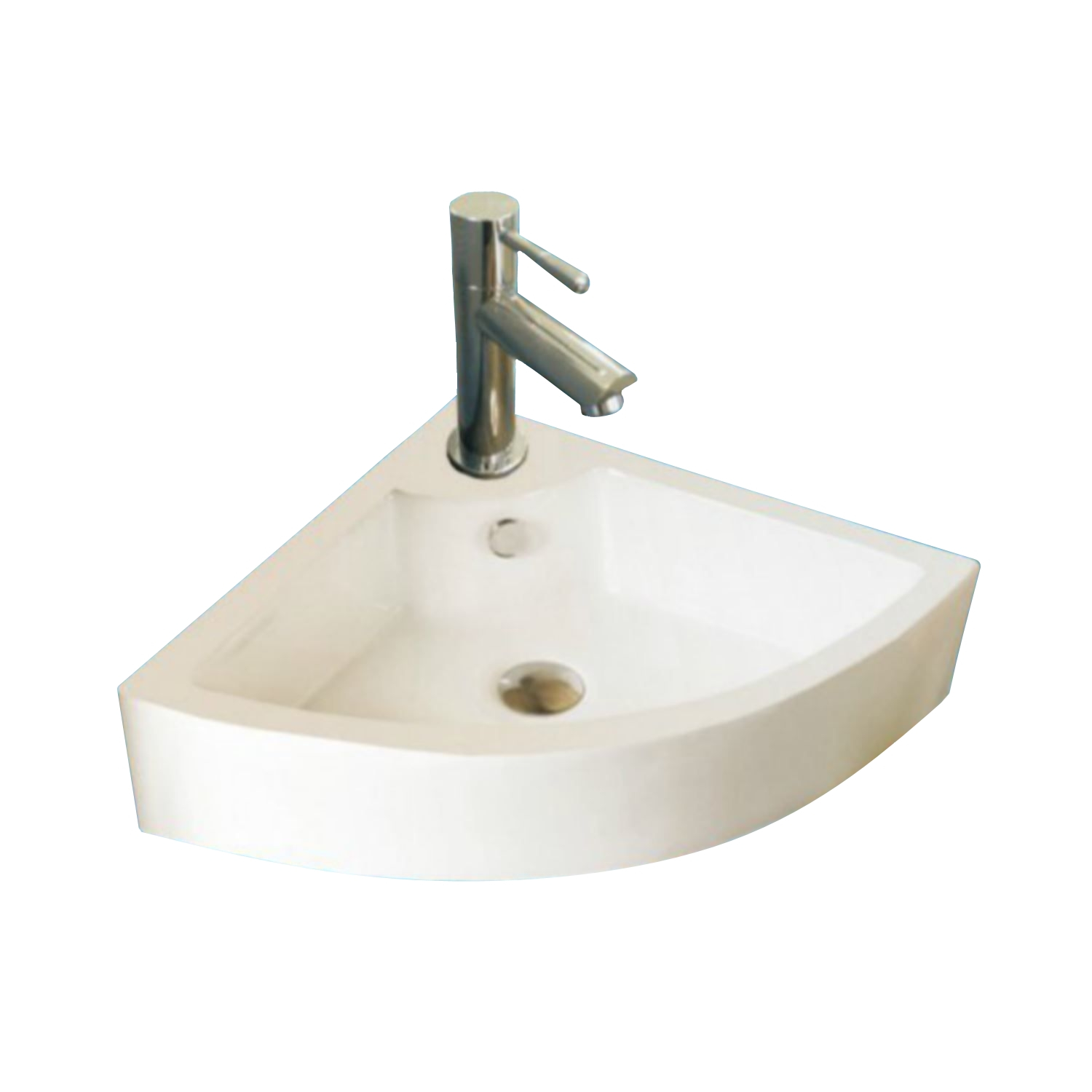 Fonteinset Sanilux Quartz Keramiek Hoekfontein 32x32x13cm met 1/2" Yara kraan Chroom