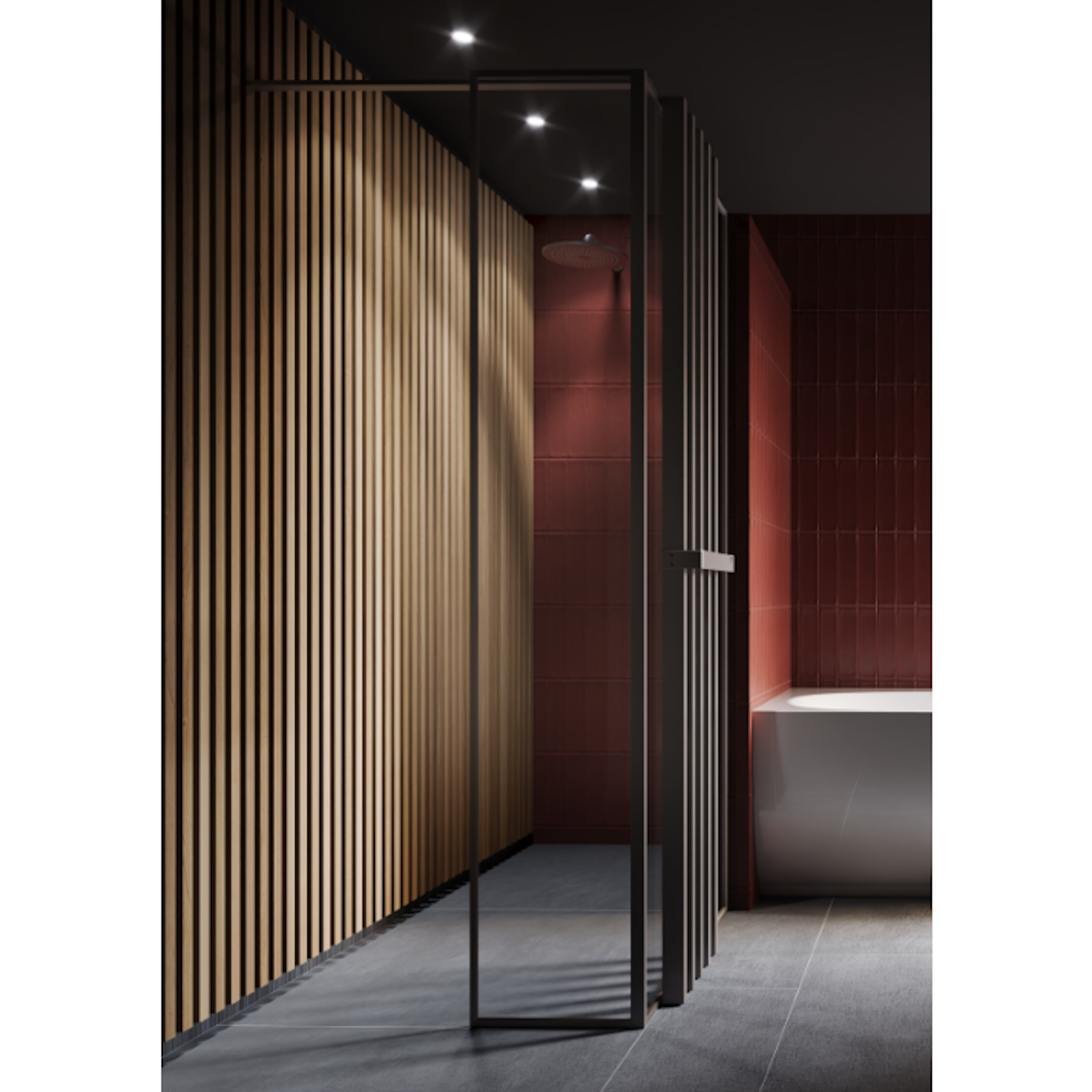 Glaspaneel Riho Define Incl. H-Profiel en Hoekprofiel 40x200 cm Mat Gunmetal