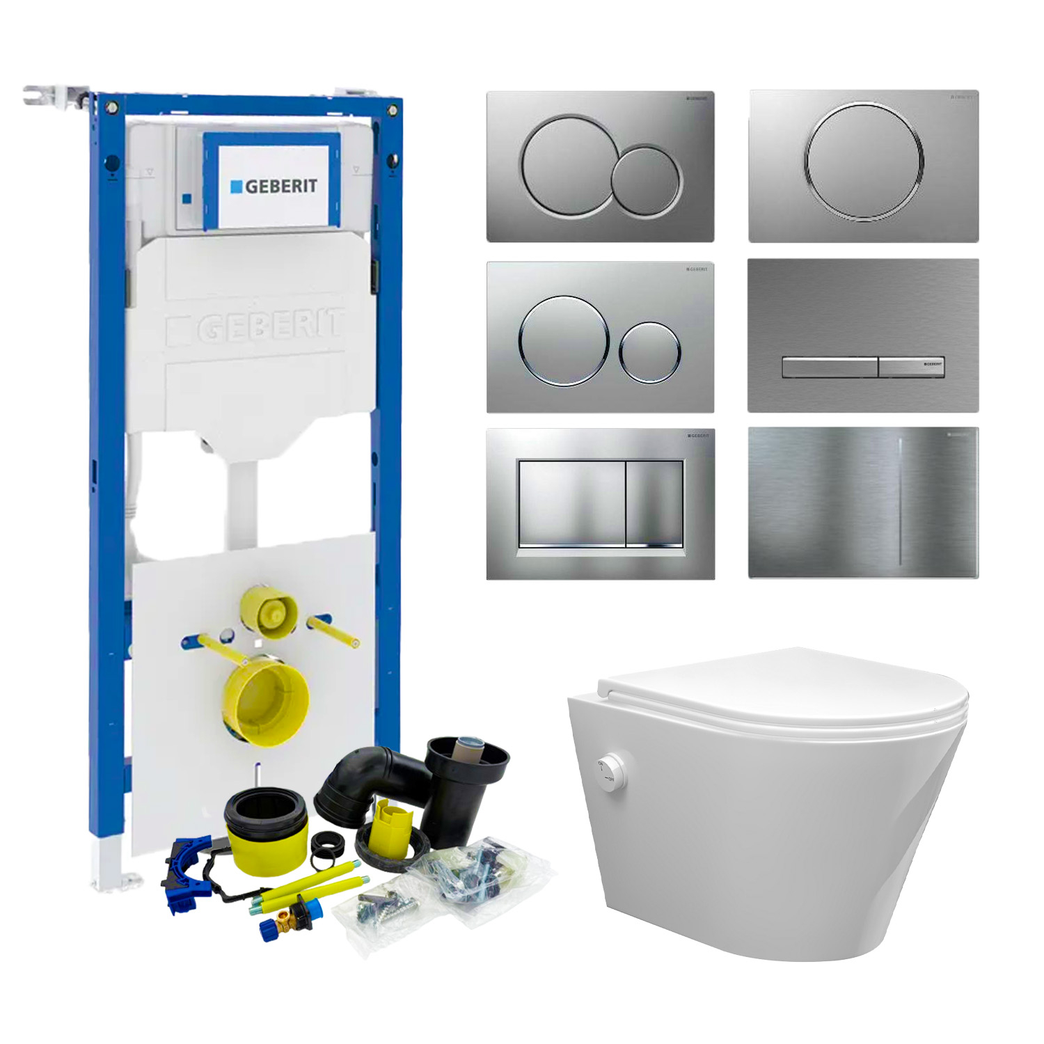 Geberit up320 Toiletset Bidesta | Rimless | Met Bidetkraan | Mat Wit | Sigma Drukplaat