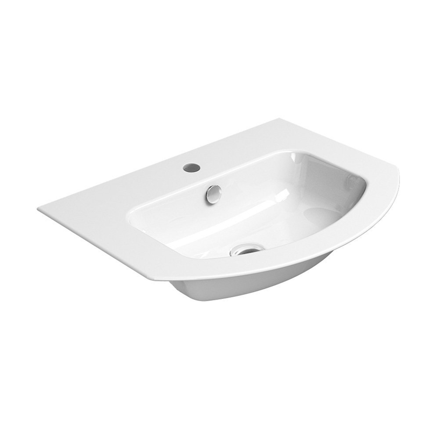 Gebogen Keramiek Wastafel Geslepen Onderkant Sapho Pura 62x48 cm Wit ExtraGlaze