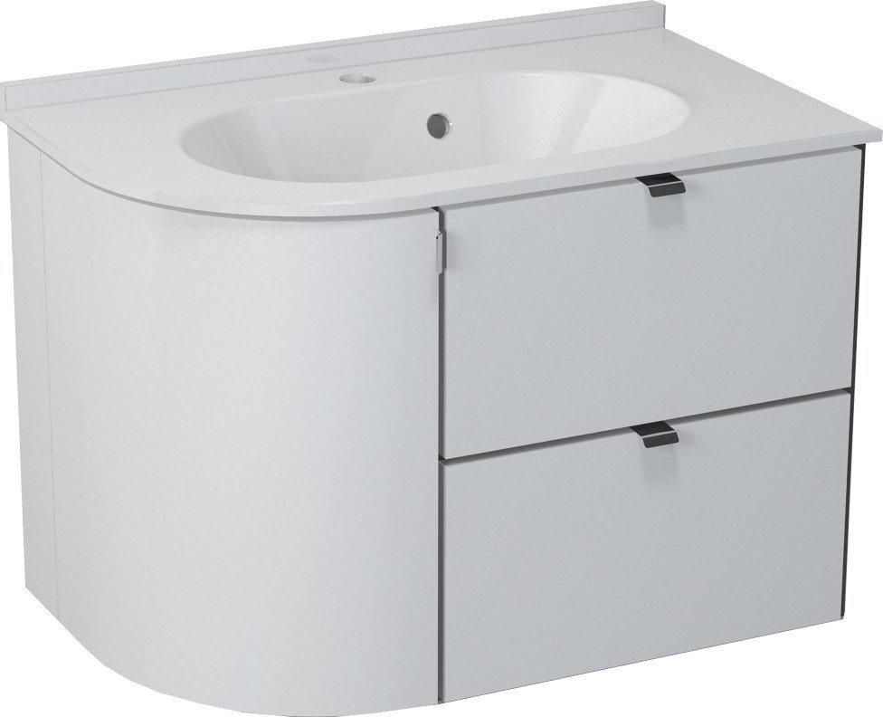 Gebogen Wastafelmeubel Sapho Pulse Rechts 75x52x45 cm Wit