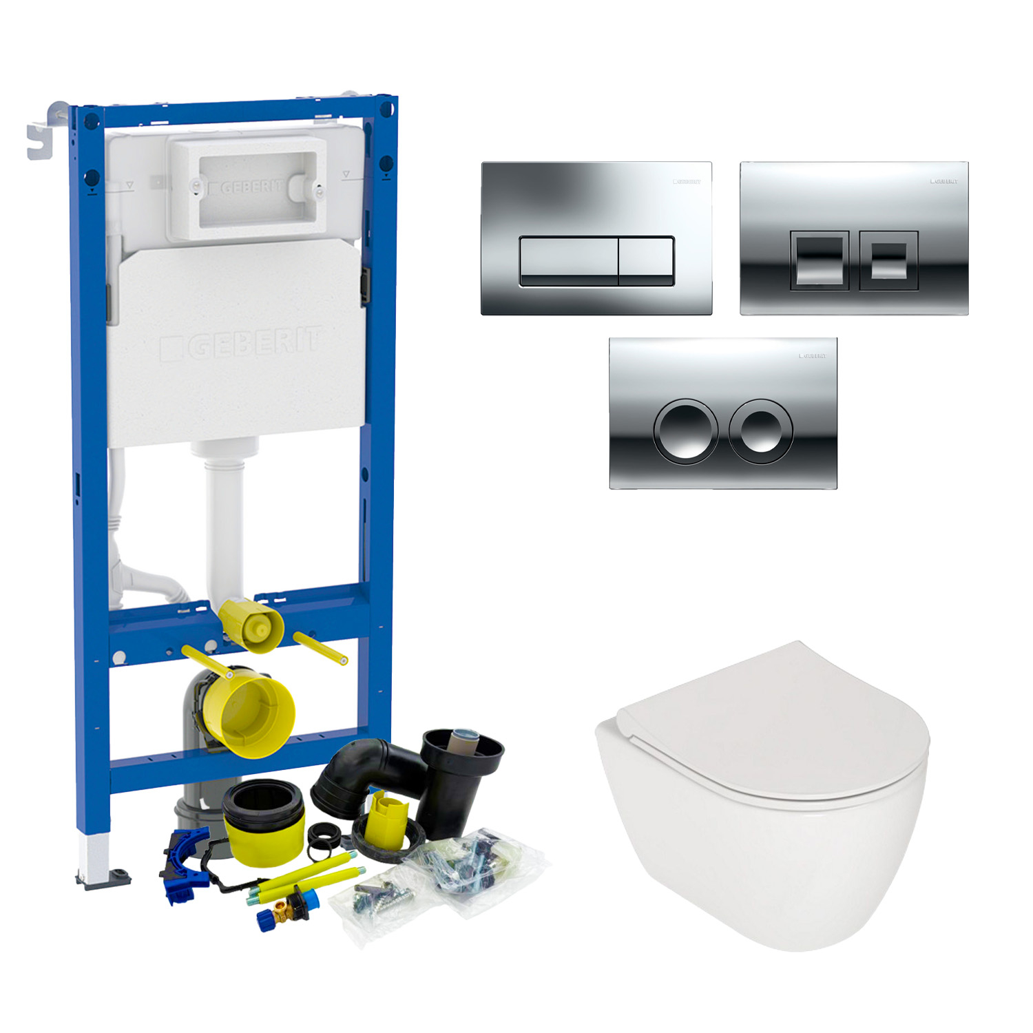 Geberit UP100 Toiletset set64 Plieger Lima met Delta drukplaat