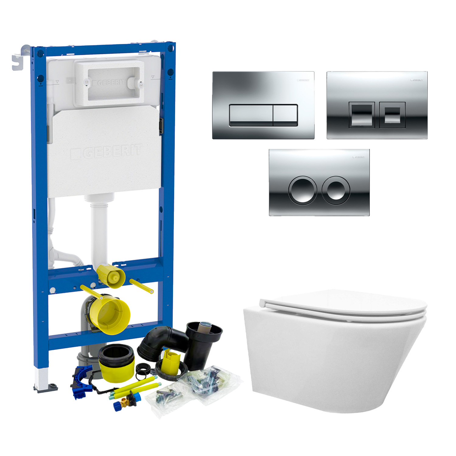 Geberit up100 Toiletset Vesta Tornado Flush Rimless | Met Zitting | Delta Drukplaat