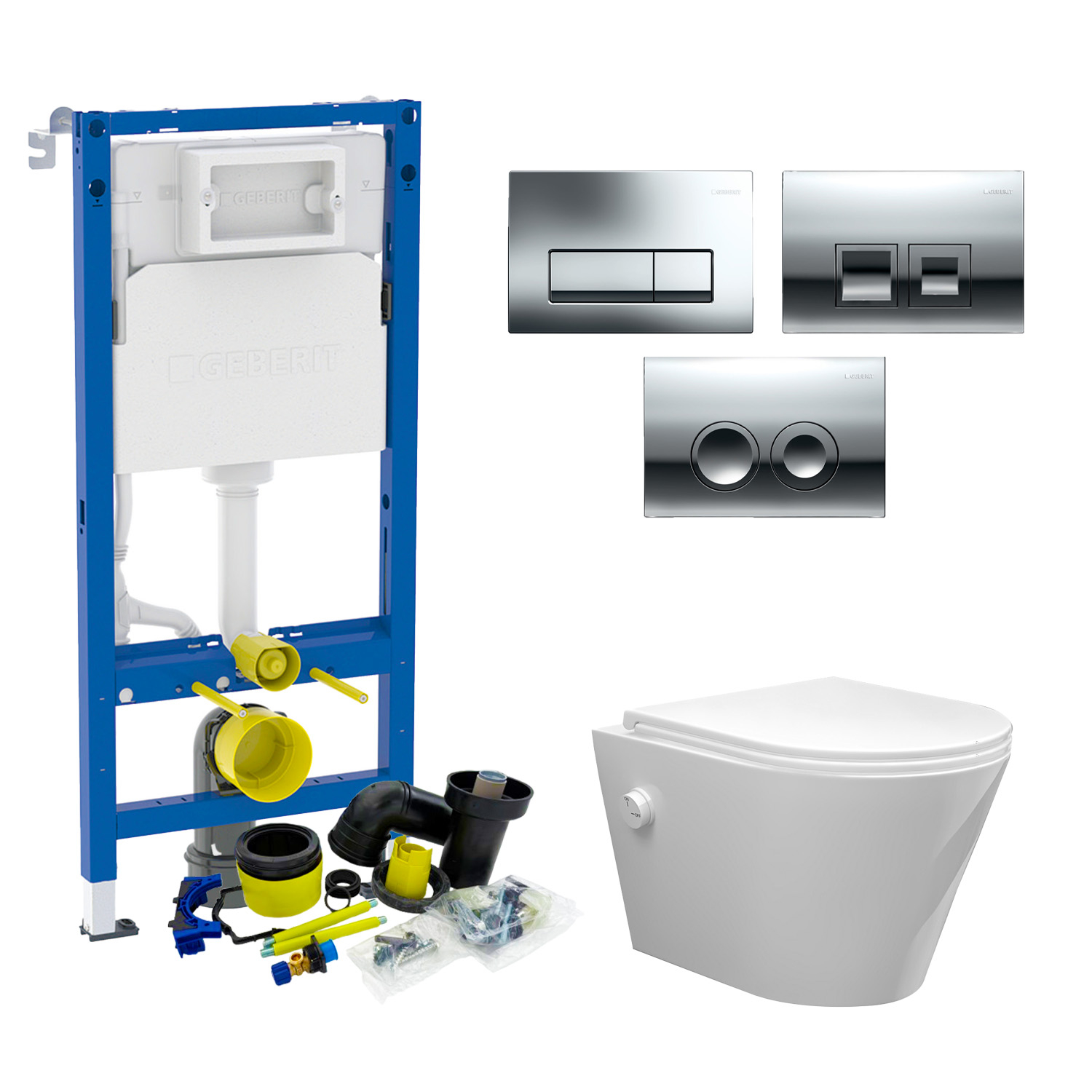Geberit up100 Toiletset Bidesta | Rimless | Met Bidetkraan | Mat Wit | Delta Drukplaat