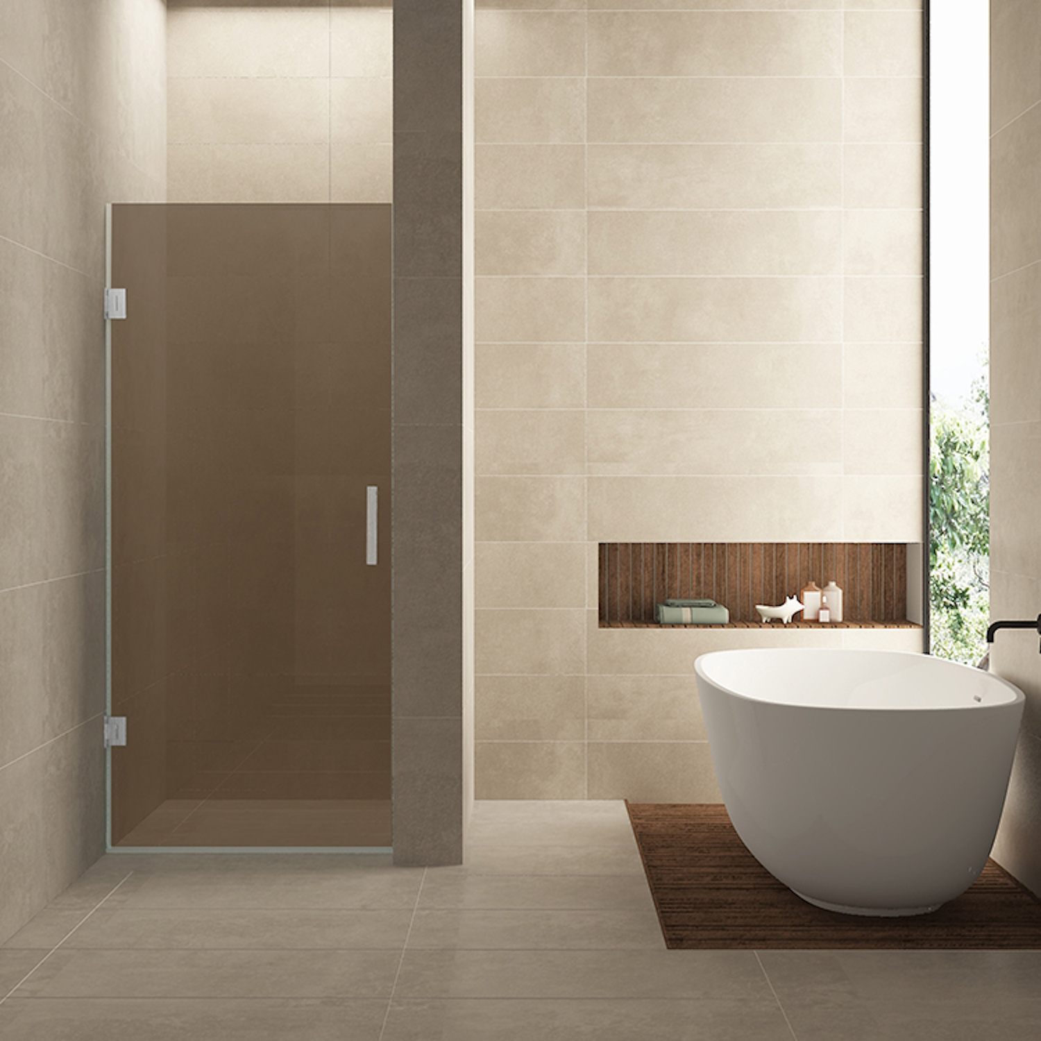 Glas Voor Nisdeur Wiesbaden Less 90x200 cm 8 mm Nano Vintage Brons Glas
