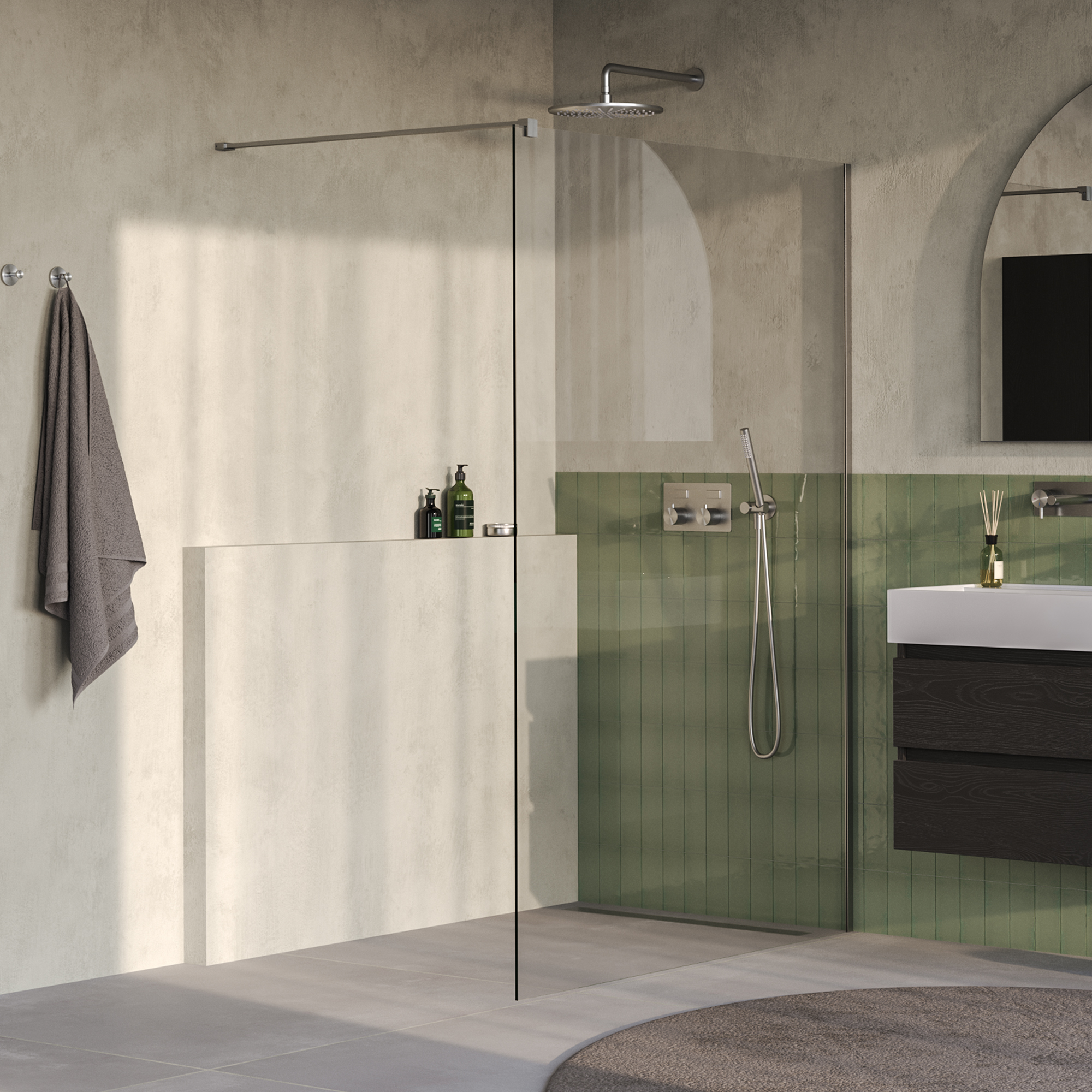BRAUER Oblivion inloopdouche helder glas 140x200 incl. glascoating PVD RVS-kleurig geborsteld