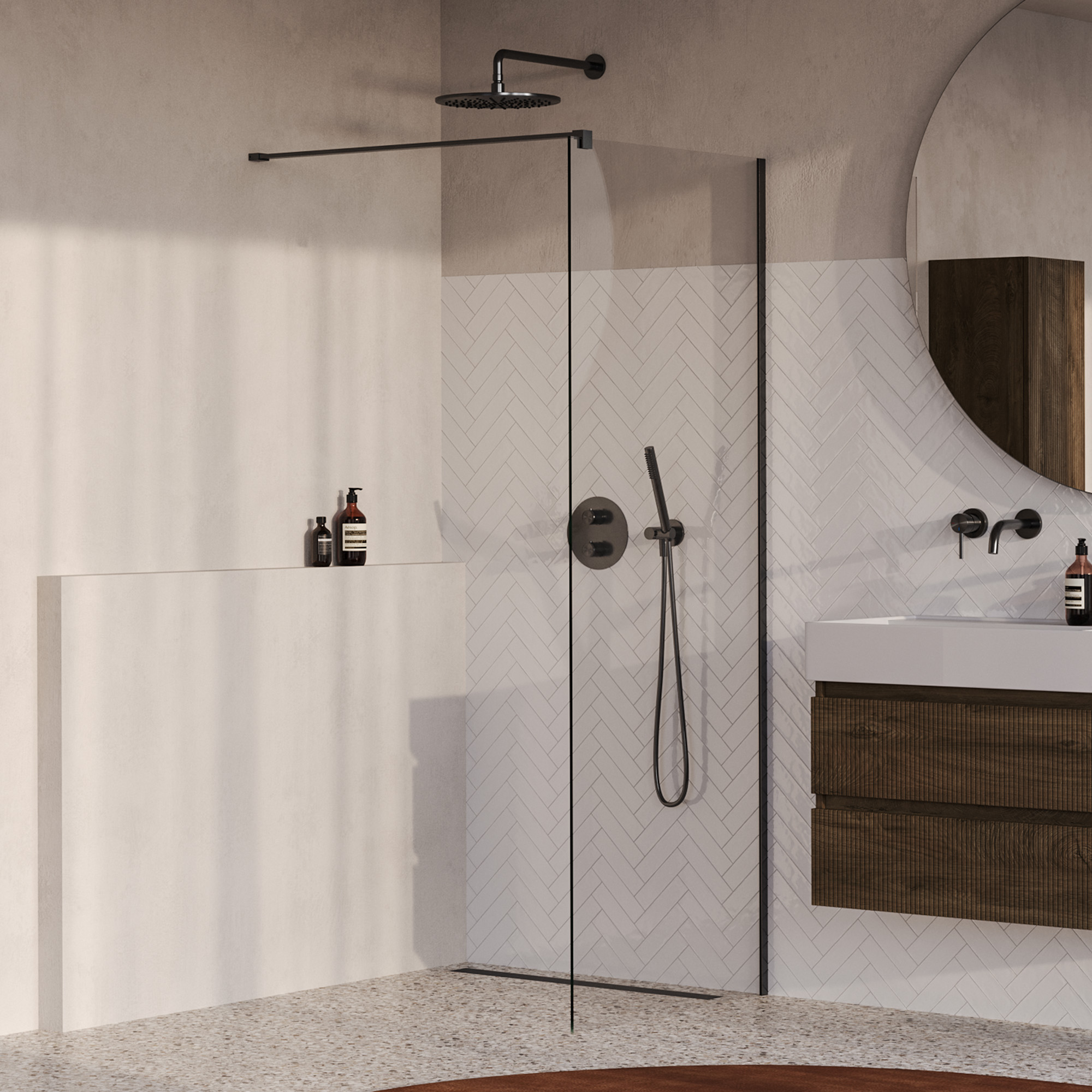 BRAUER Oblivion inloopdouche helder glas 80x200 incl. glascoating PVD gunmetal geborsteld