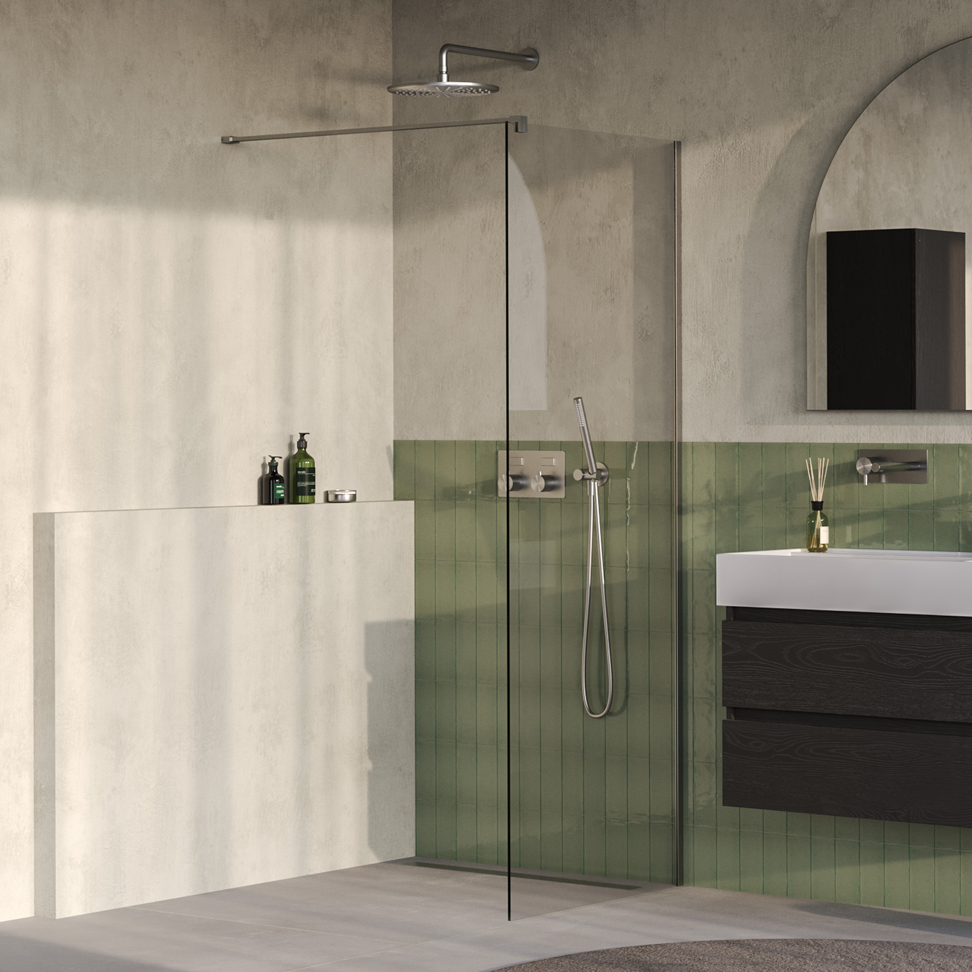 BRAUER Oblivion inloopdouche helder glas 80x200 incl. glascoating PVD RVS-kleurig geborsteld