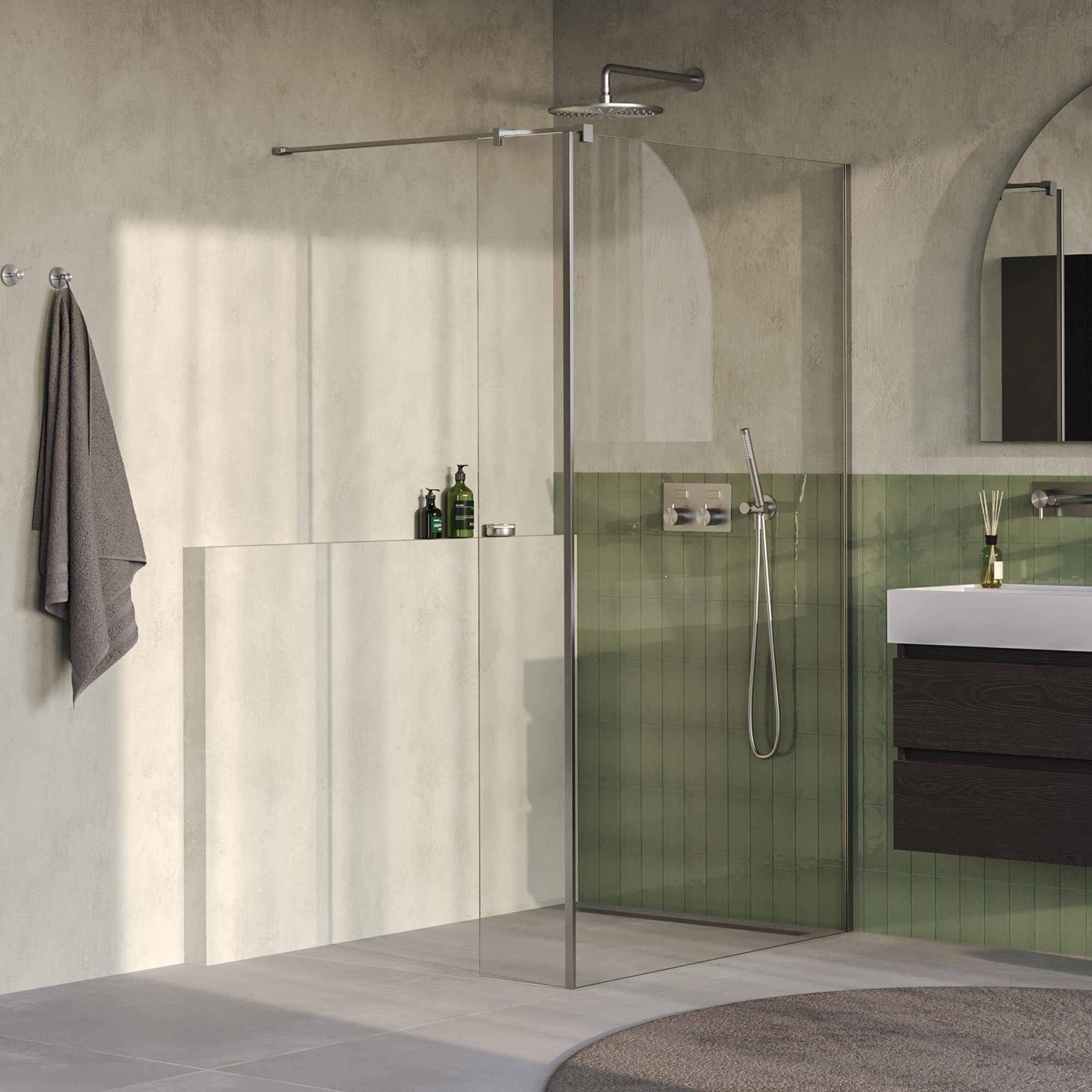 BRAUER Oblivion inloopdouche helder glas 120x200 met zijwand 40 incl. glascoating PVD RVS-kleurig geborsteld