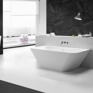 Half vrijstaand bad BWS Solid surface 180x84x57 cm mat wit