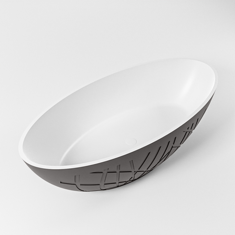 Vrijstaand Bad MONDIAZ HOLM 180x85cm Kleur Dark Grey / Talc