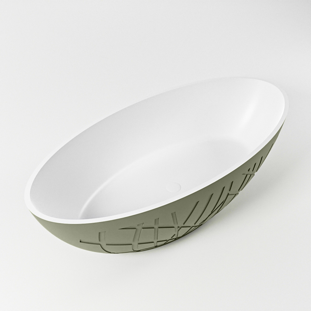 Vrijstaand Bad MONDIAZ HOLM 180x85cm Kleur Army / Talc