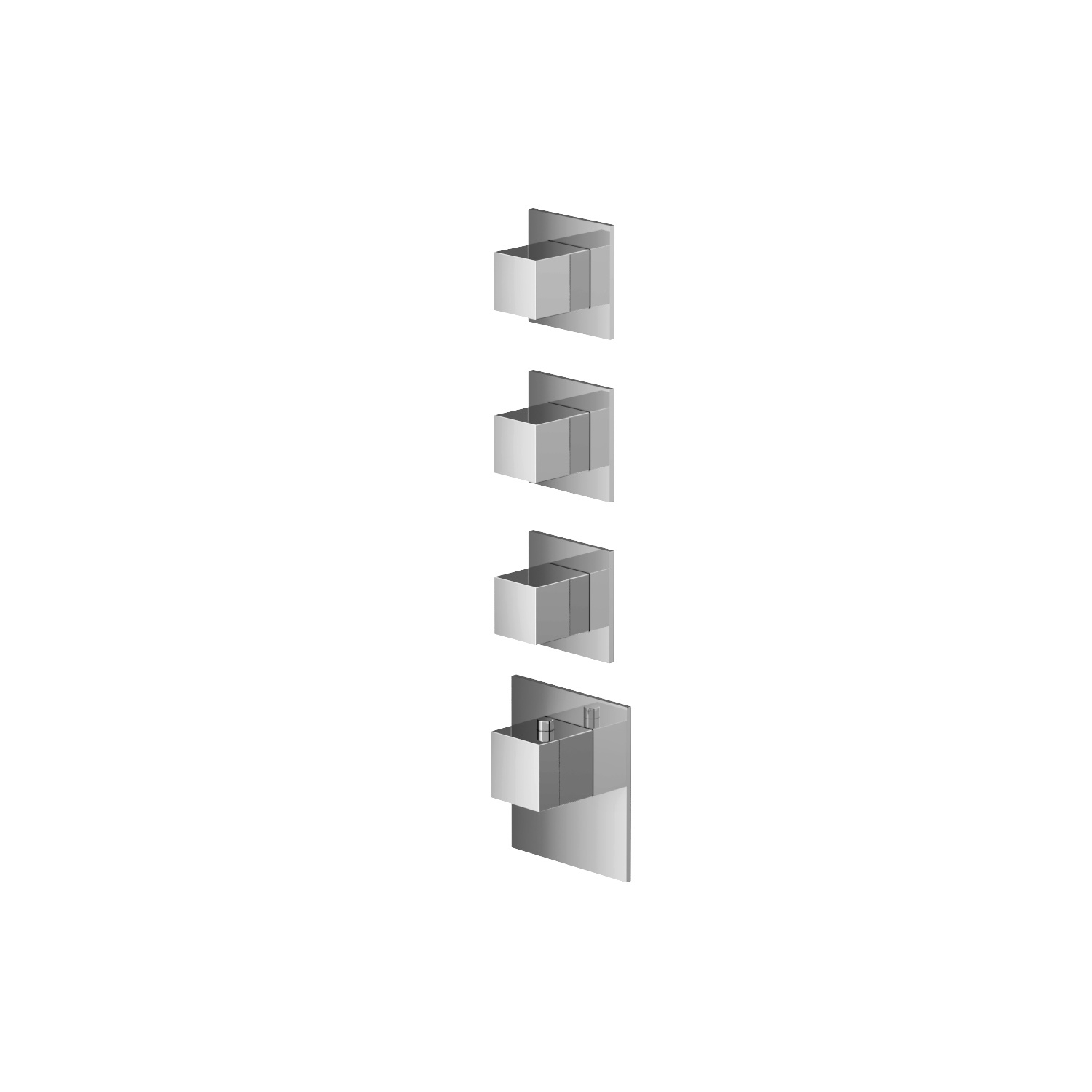 Hotbath Mate Afbouwdeel High Flow Met 3 Stopkranen Vierkant Geborsteld Nikkel
