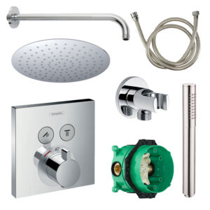 Hansgrohe Select Regendoucheset Inbouw Wanduitloop met Handdouche en Vierkante Plaat Chroom