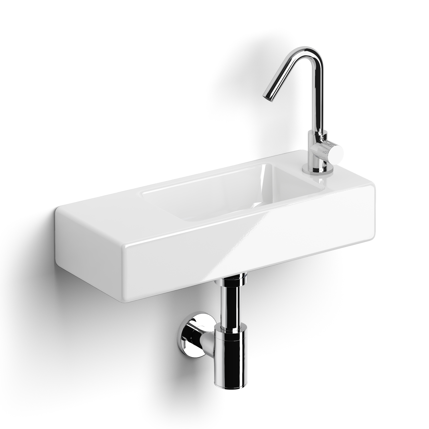 Fonteinset Clou InBe 46x19x9 Keramiek Wit (incl. Kraan Afvoerplug en Sifon)