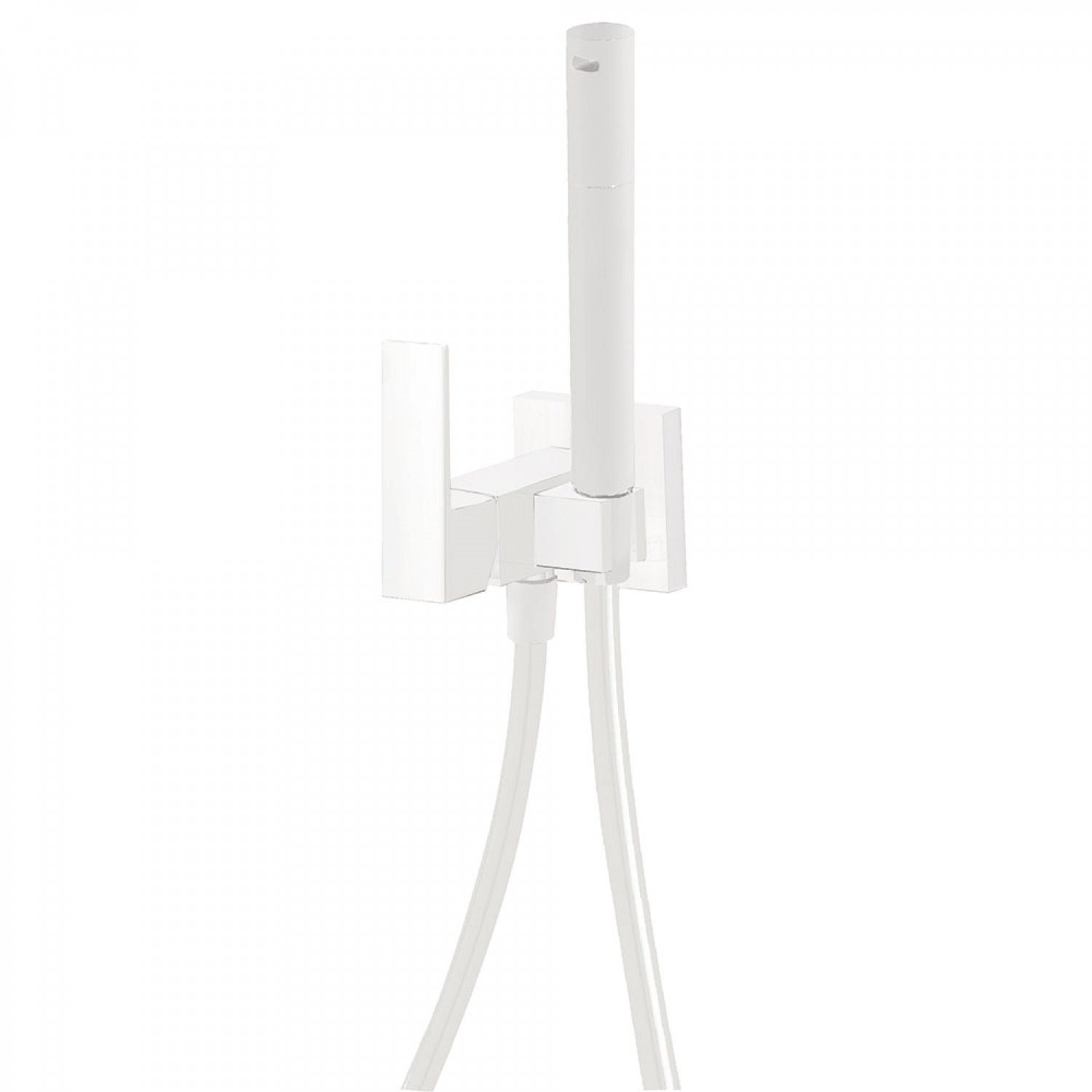Inbouw Bidetmengkraan Tres Cuadro Exclusive met Doucheslang en Hendel Mat Wit